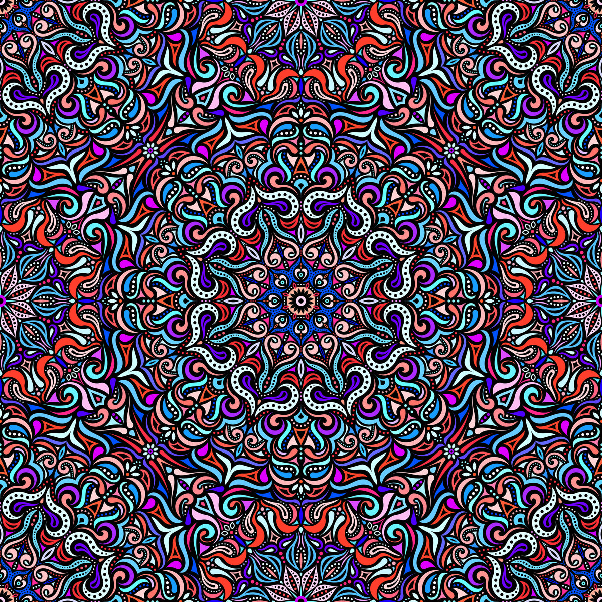 Red - Blue - Purple Mandala Fabric 2006.3