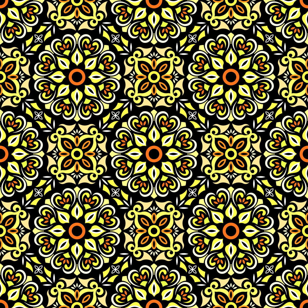 Yellow - Orange Mandala Fabric - 206