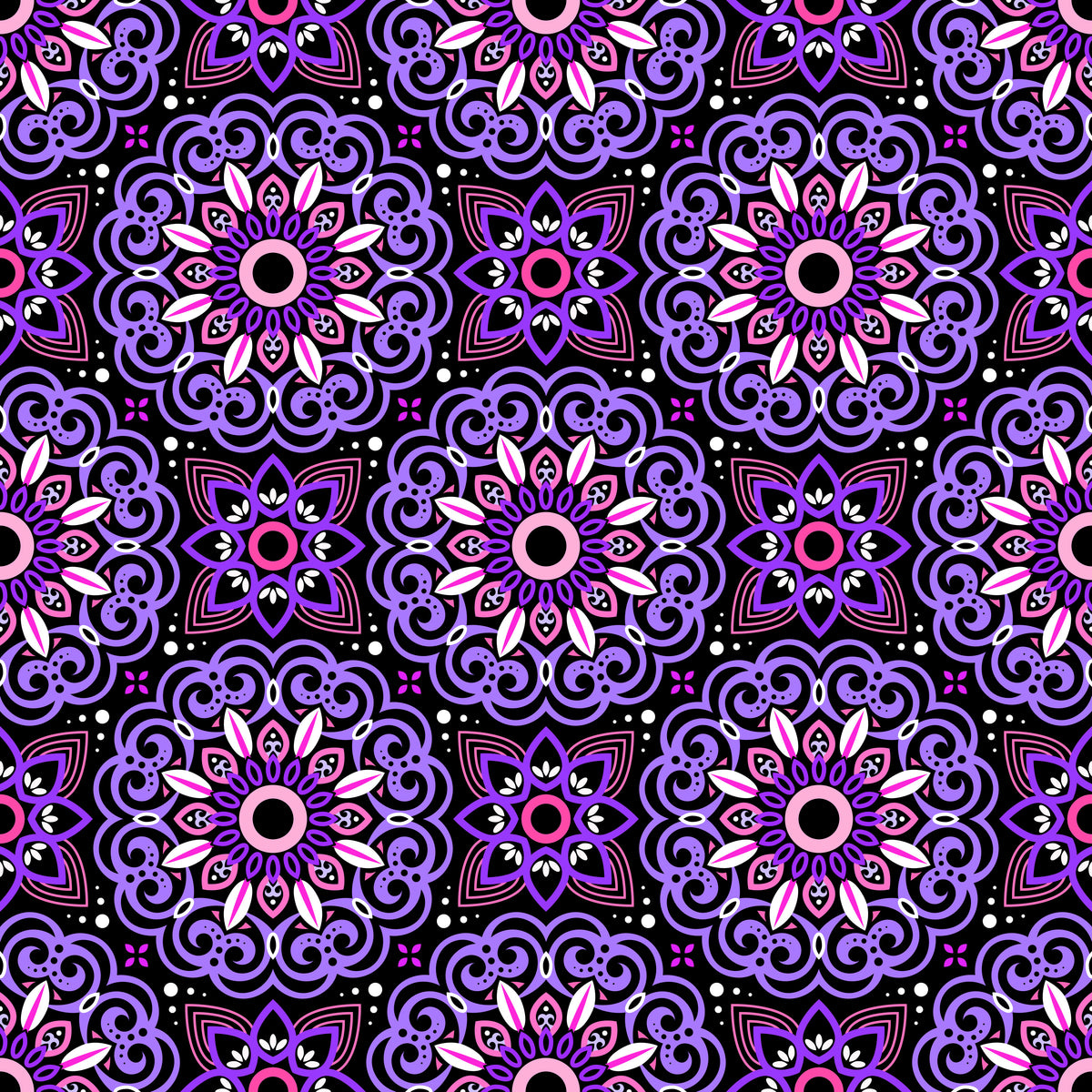 Purple - Pink Mandala Fabric - 149