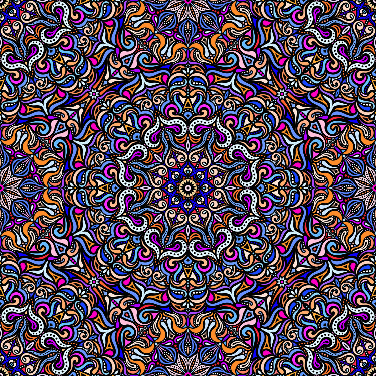 Orange - Blue - Purple Mandala Fabric 2006.3