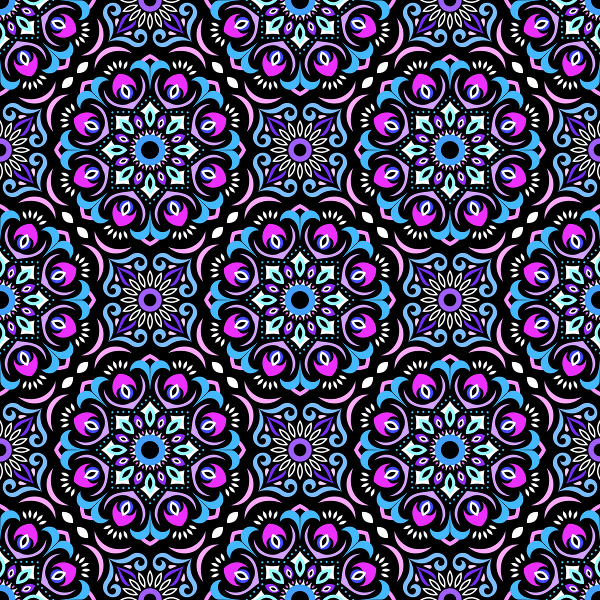 Blue -  Purple Mandala Fabric - 209