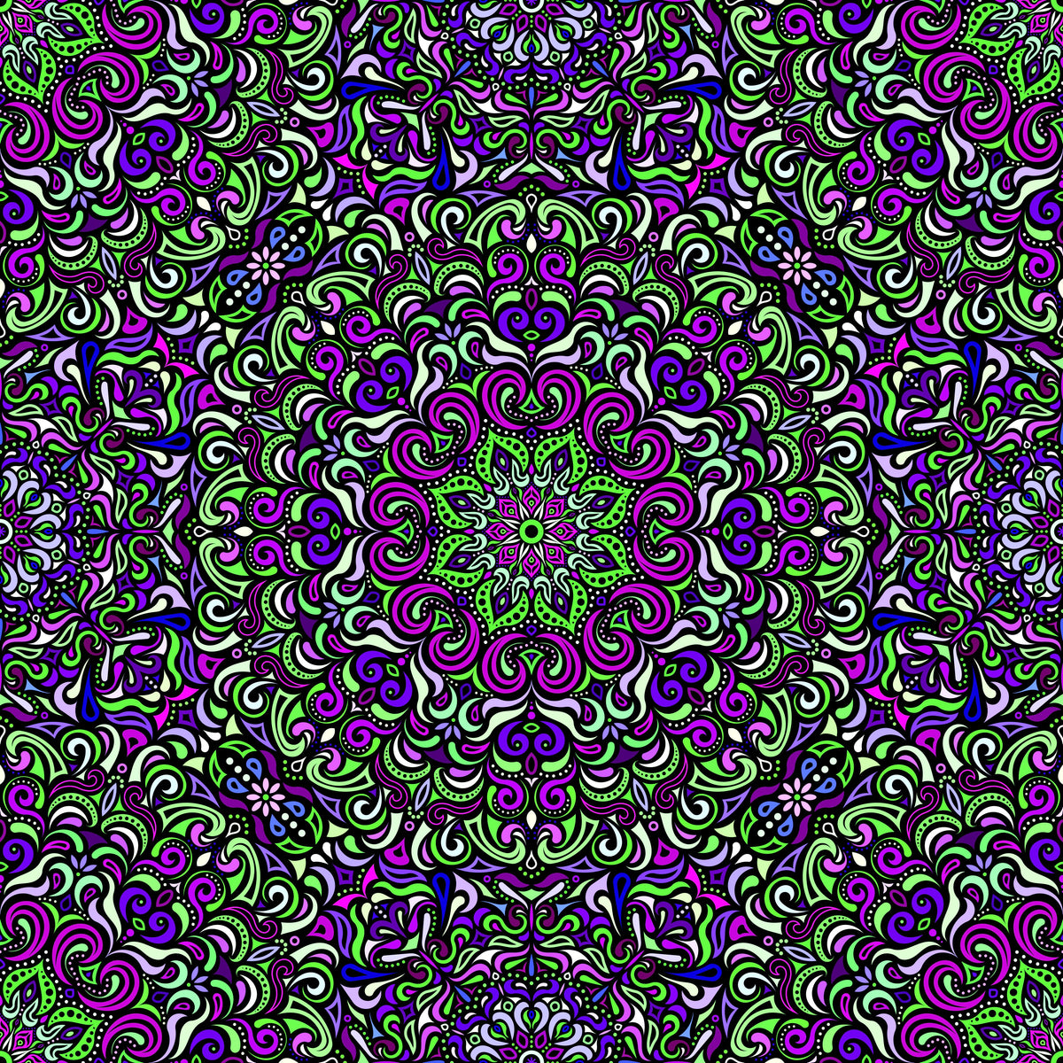 Green - Purple Mandala Fabric 2007.1