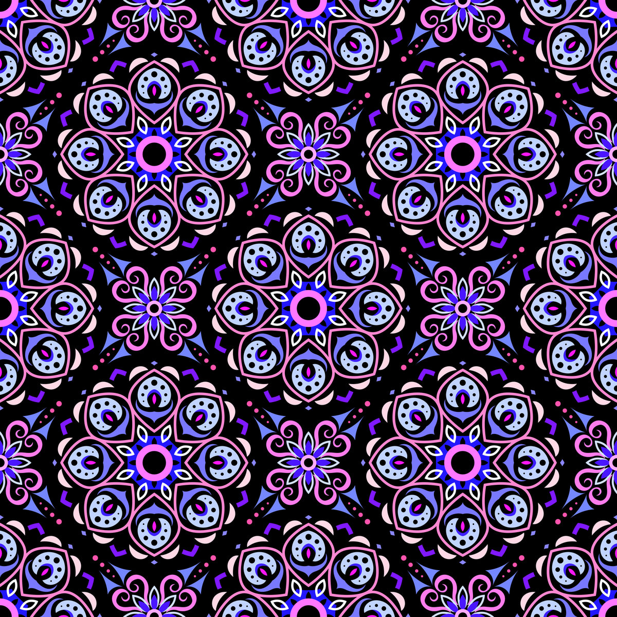 Blue - Pink Mandala Fabric - 183