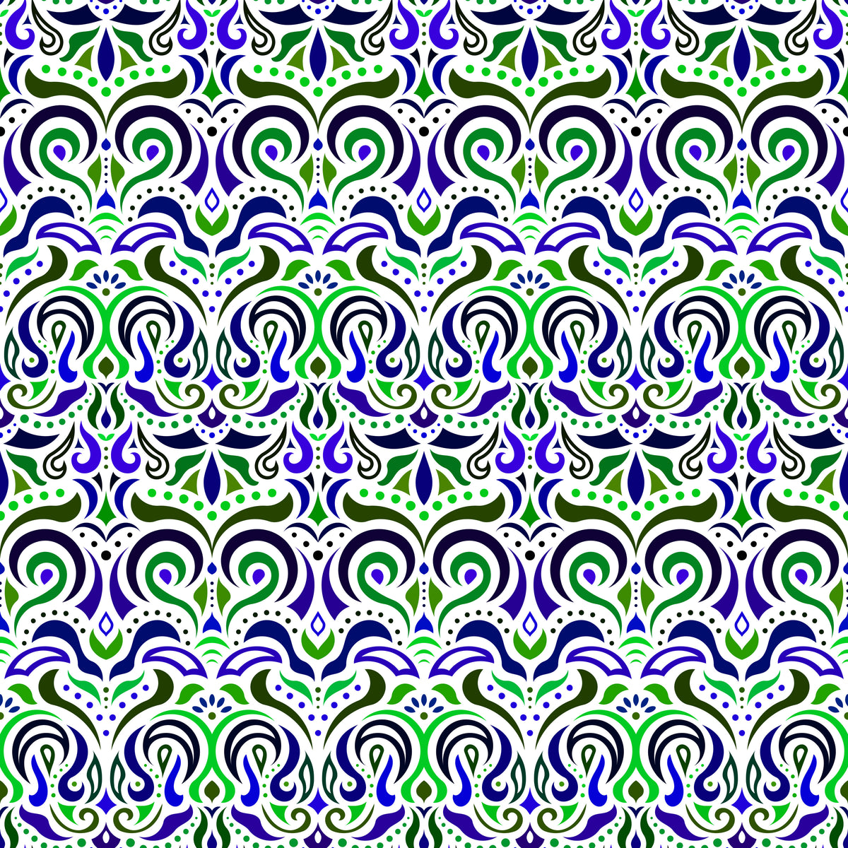 Green - Blue Abstract Doodle Fabric 1007i