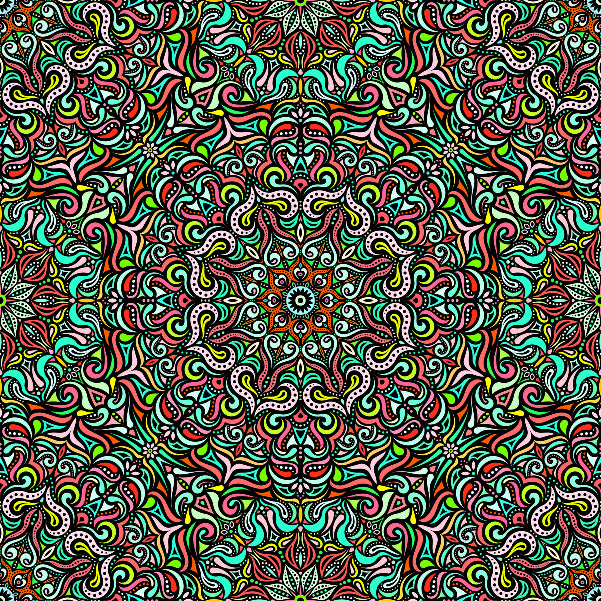 Turquoise - Red - Yellow Mandala Fabric 2006.3