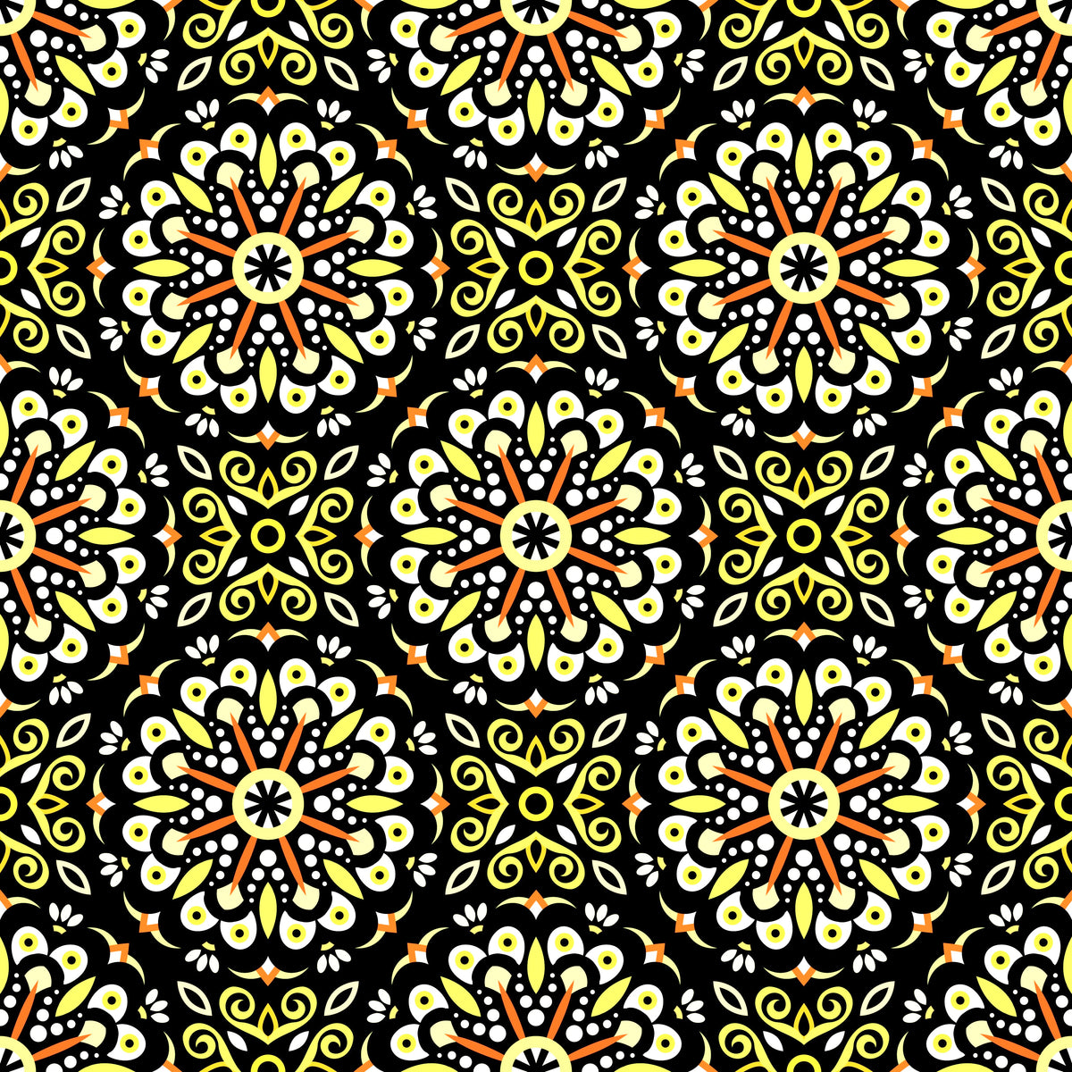 Yellow - Orange Mandala Fabric - 156