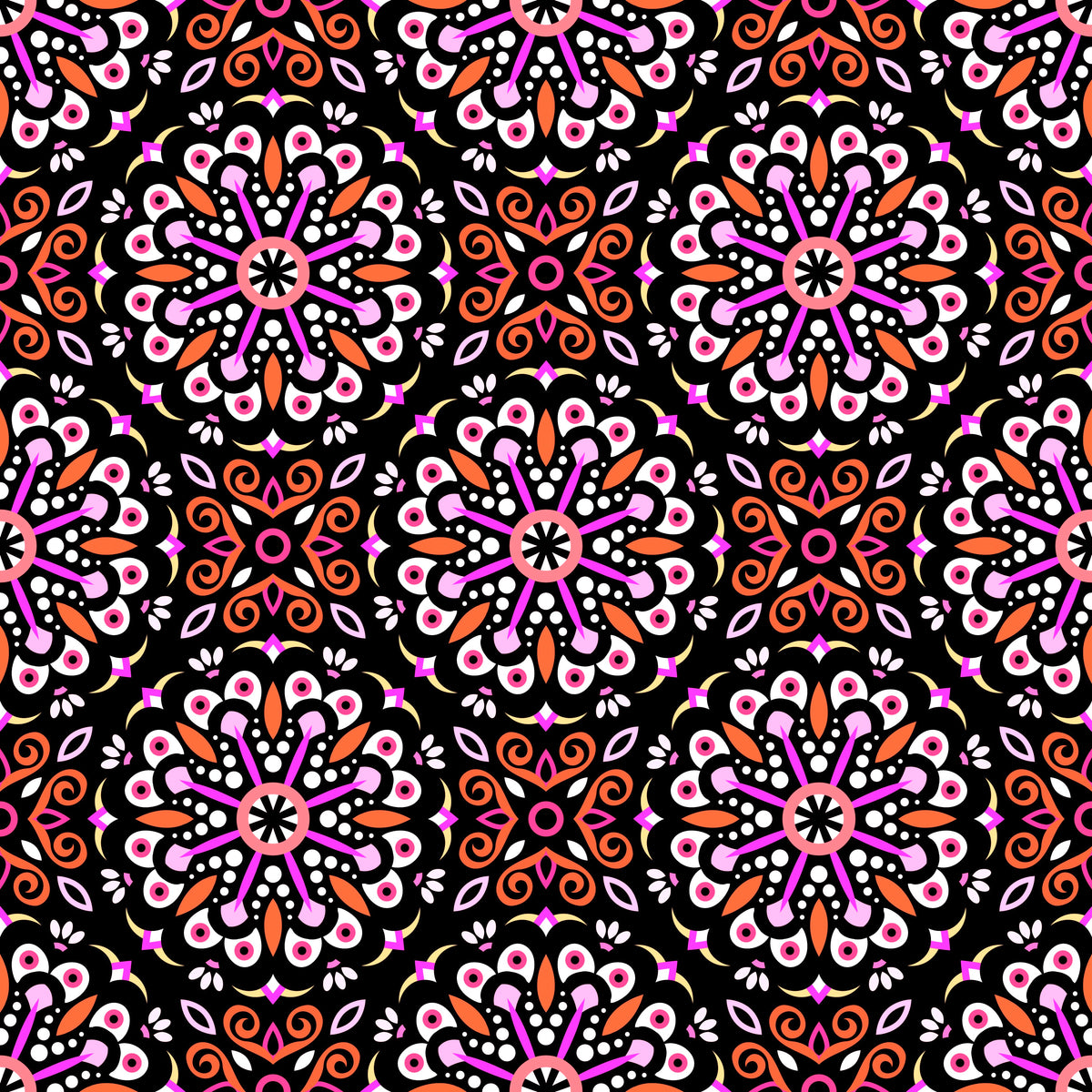 Orange - Pink Mandala Fabric - 156