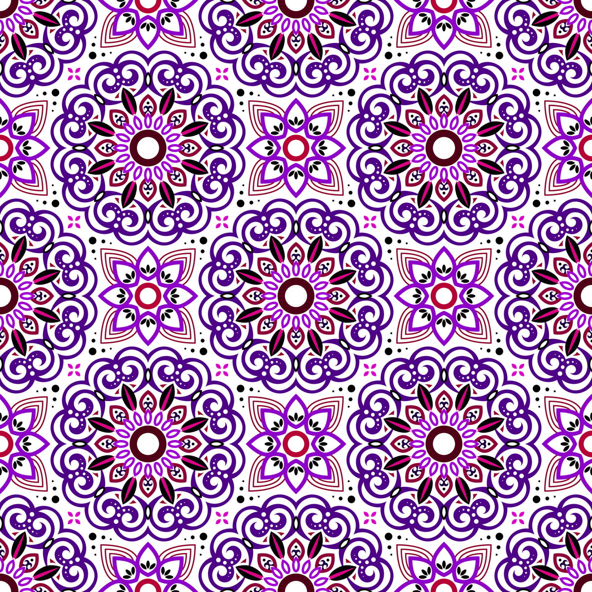 Purple - Red Mandala Fabric - 149i