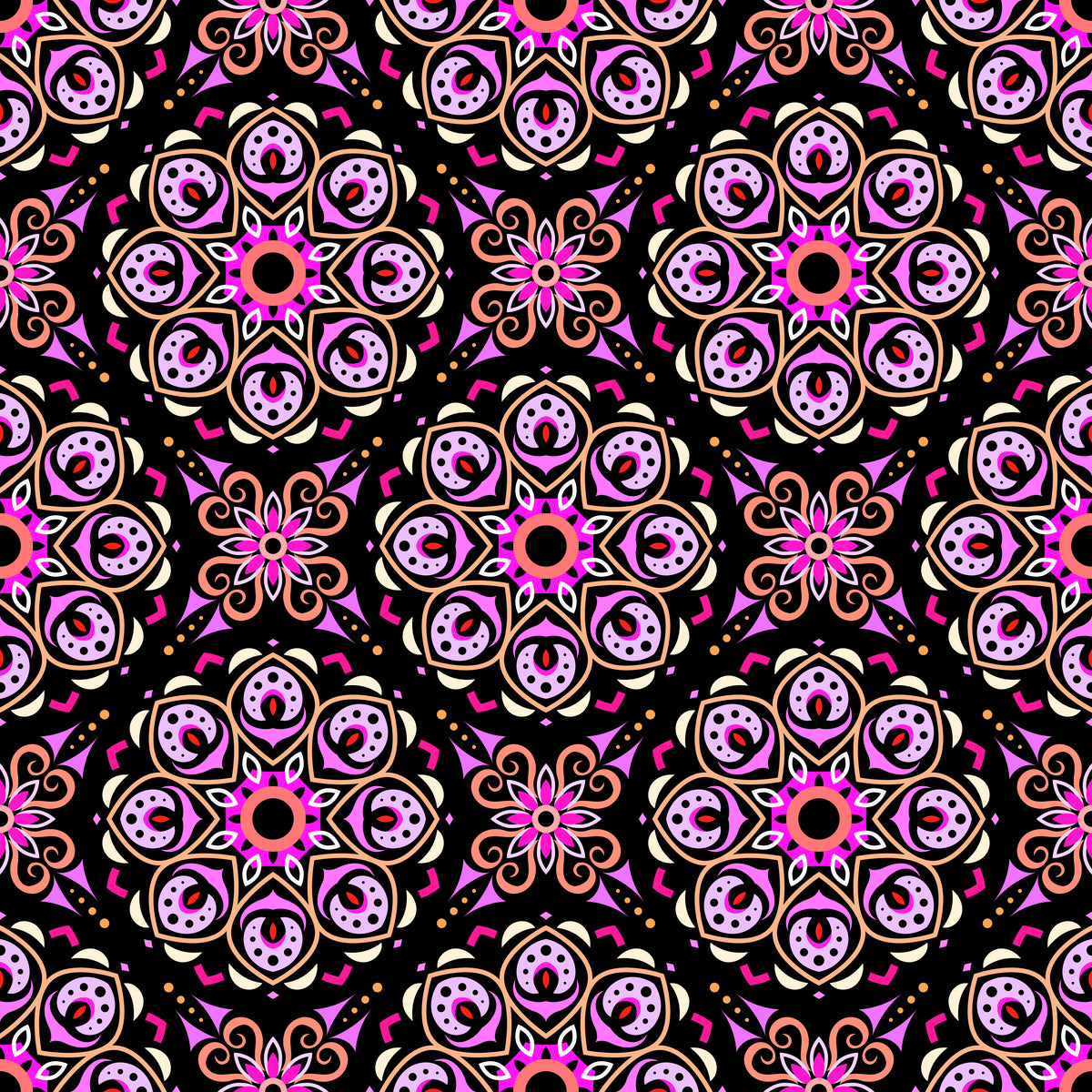 Pink - Orange Mandala Fabric - 183