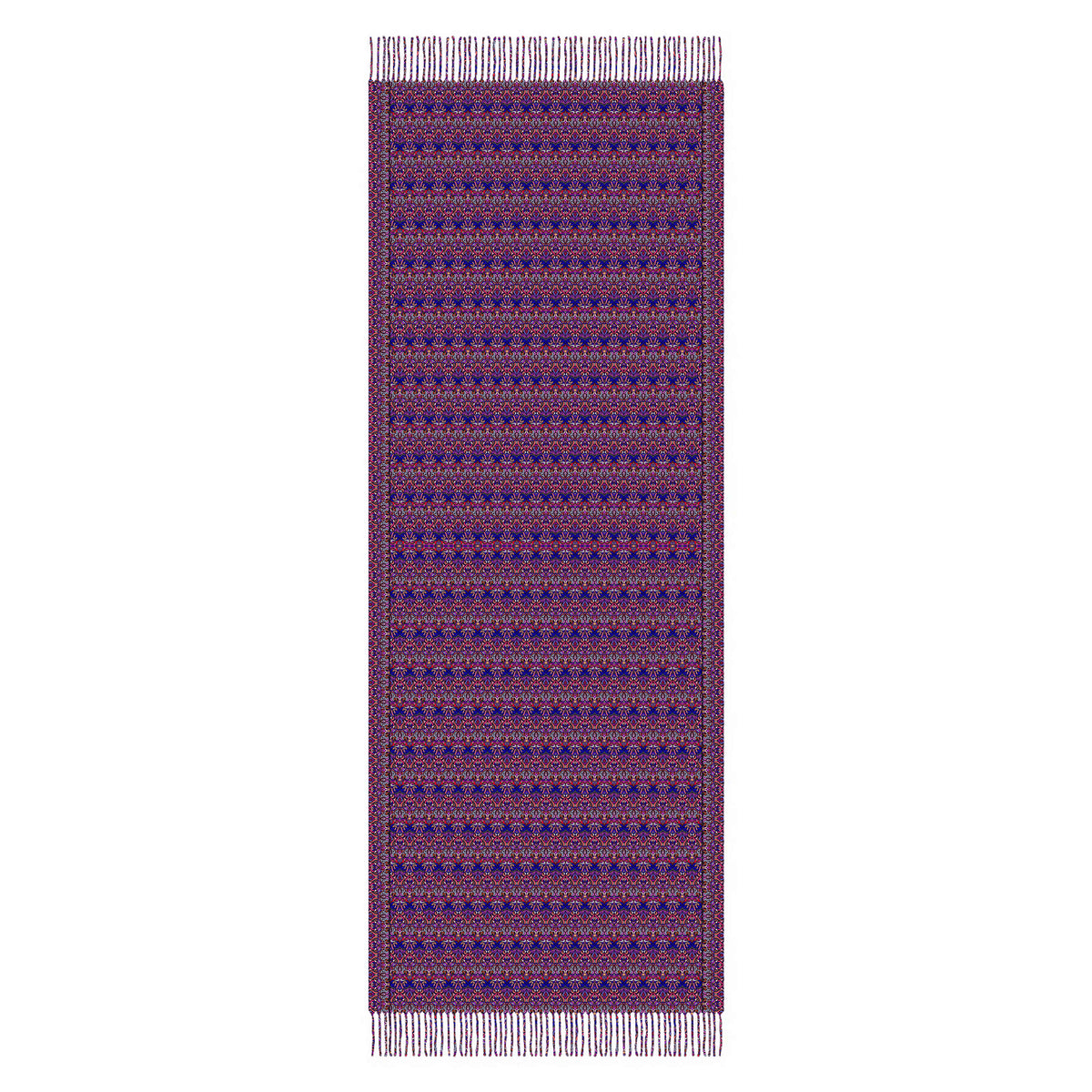 Purple - Pink - Blue Abstract Doodle Scarf with Tassels