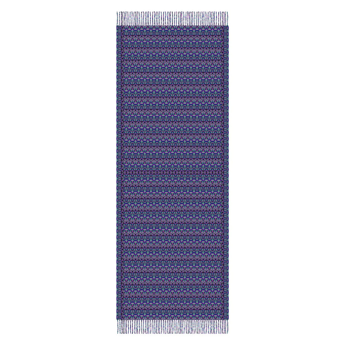 Purple - Pink - Blue Abstract Doodle Scarf with Tassels
