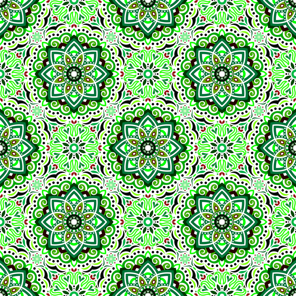 Green - Maroon Mandala Fabric 2009.3i