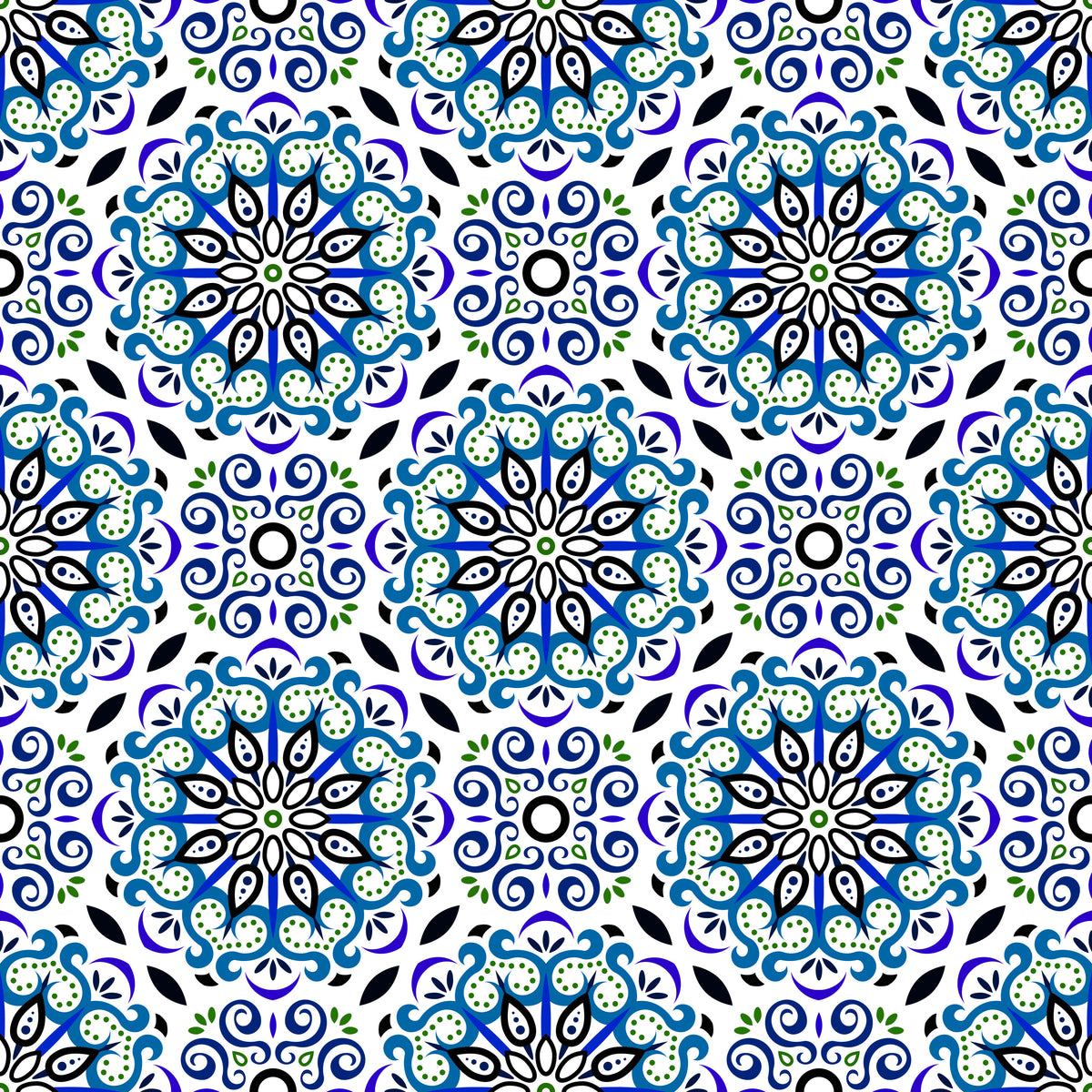 Blue - Green Mandala Fabric - 165i