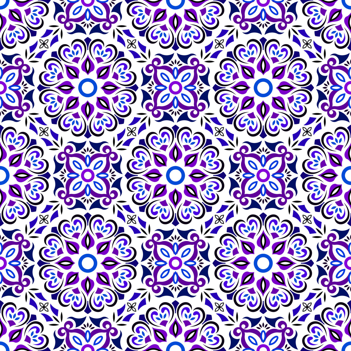 Purple - Blue Mandala Fabric - 206i