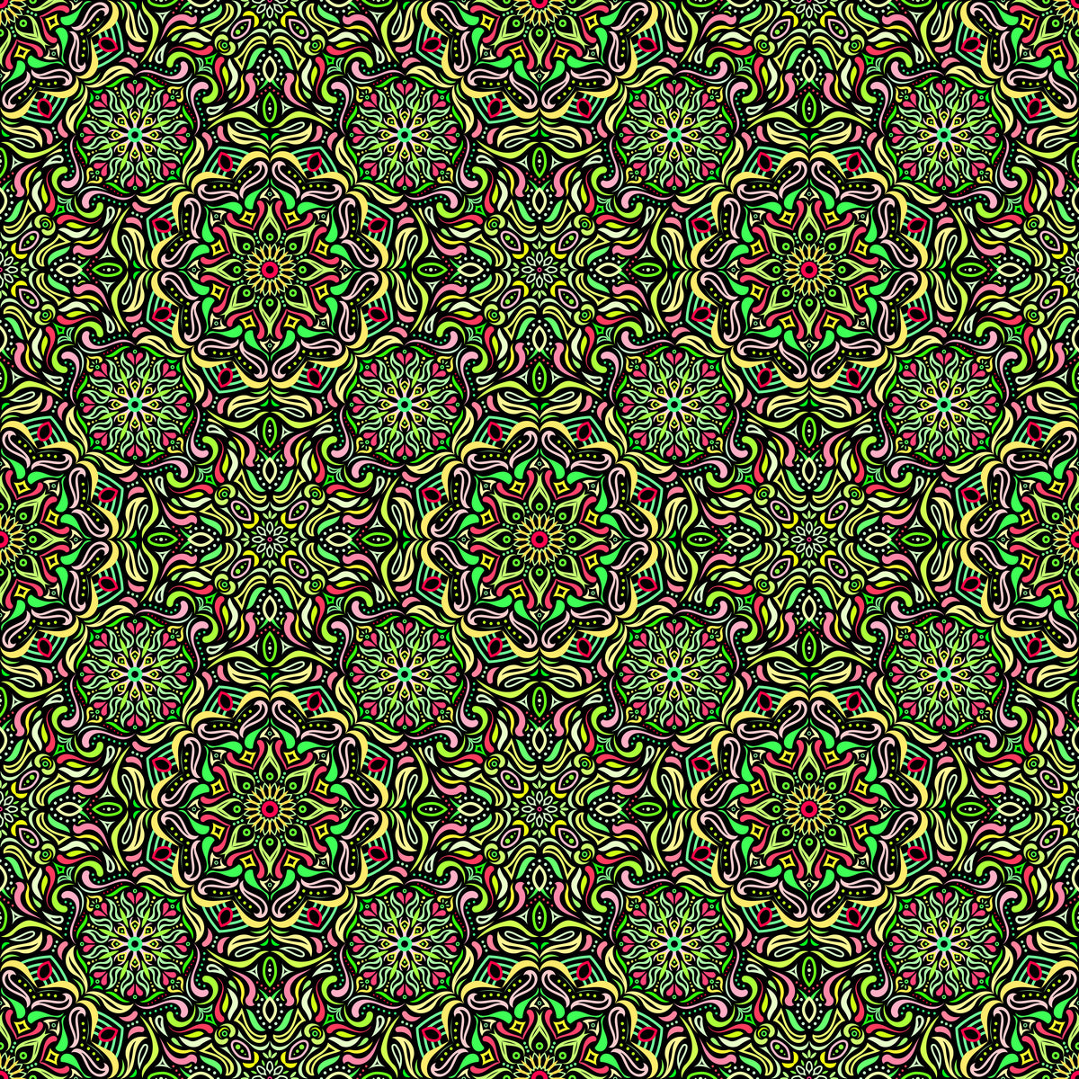 Yellow - Green - Red Mandala Fabric 2009.4