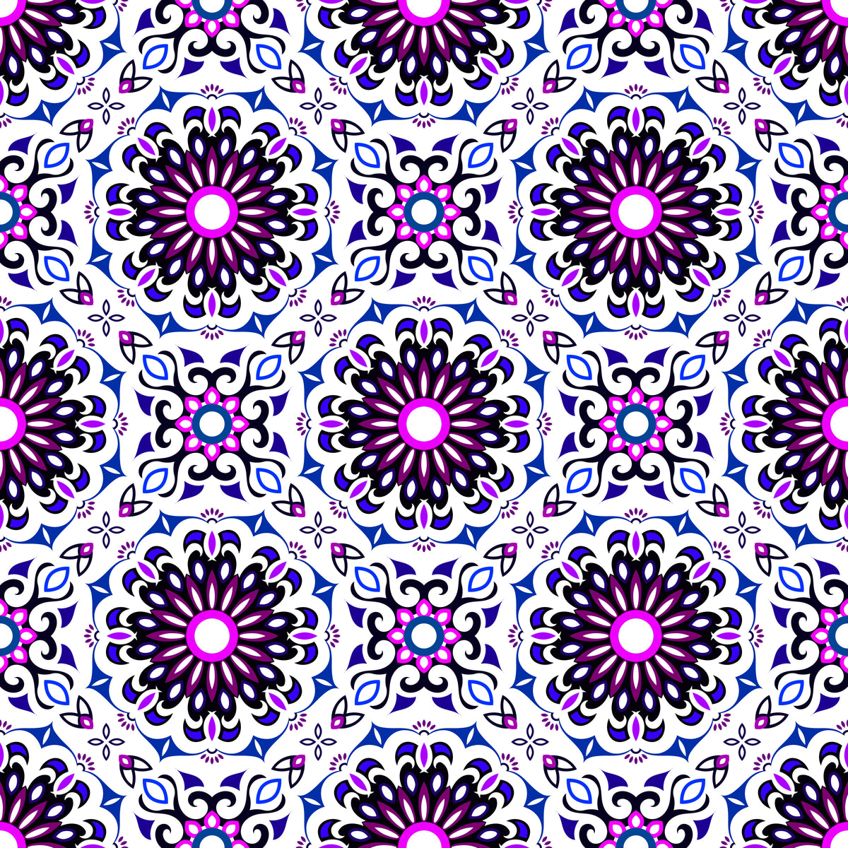 Purple - Blue Mandala Fabric - 198i