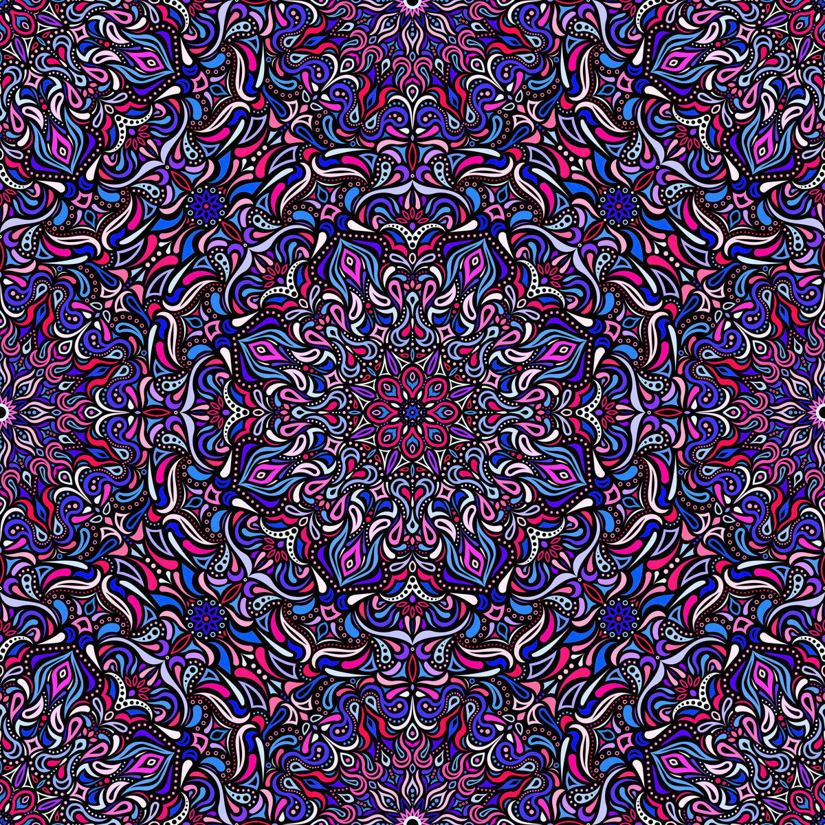 Blue - Pink - Purple Mandala Fabric 2008.1