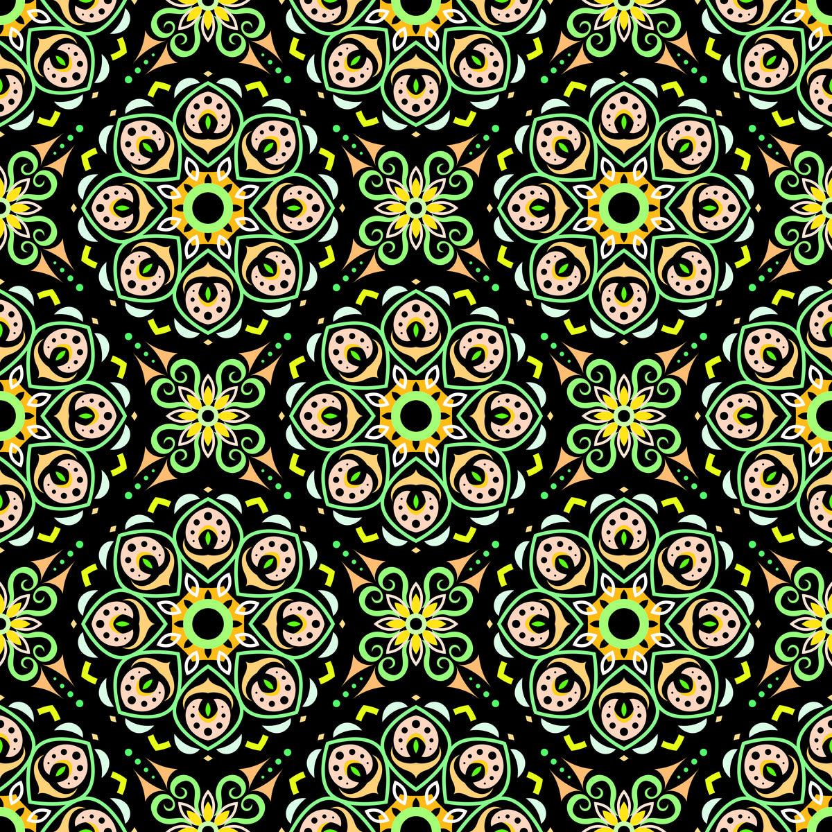 Yellow - Green Mandala Fabric - 183