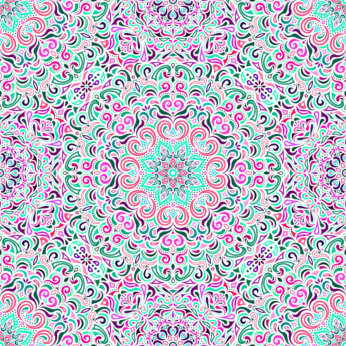 Turquoise - Pink - Purple Mandala Fabric 2007.1i