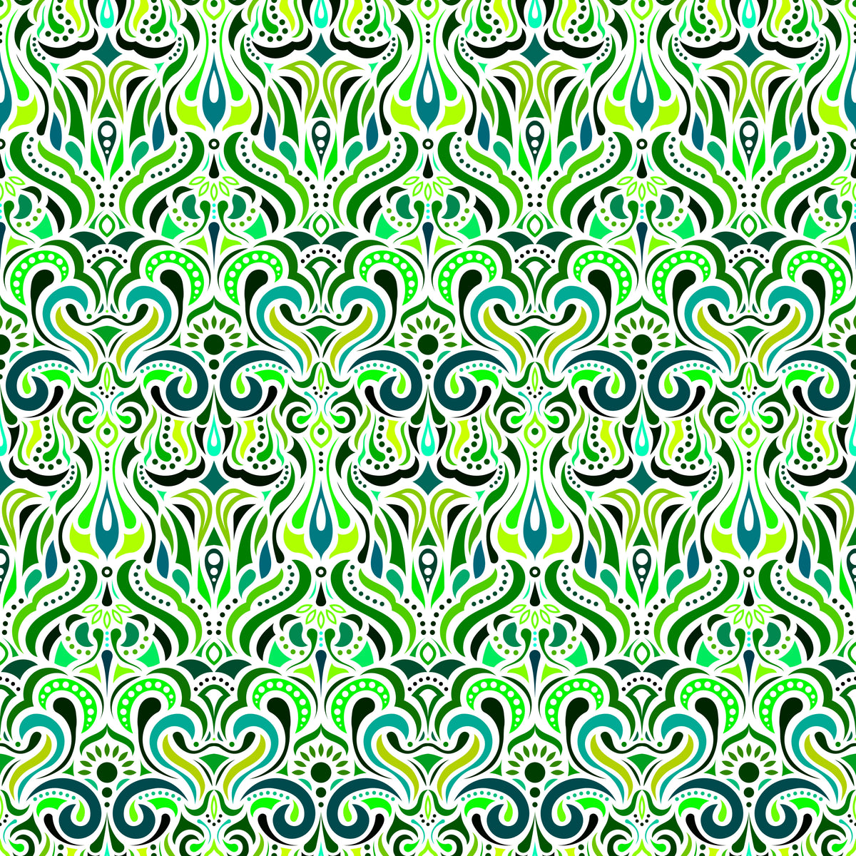 Green Abstract Doodle Fabric 1012i