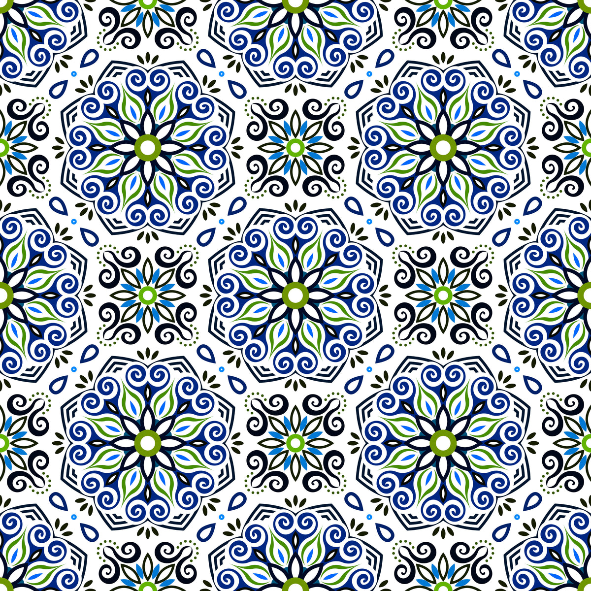 Blue - Green Mandala Fabric - 203i