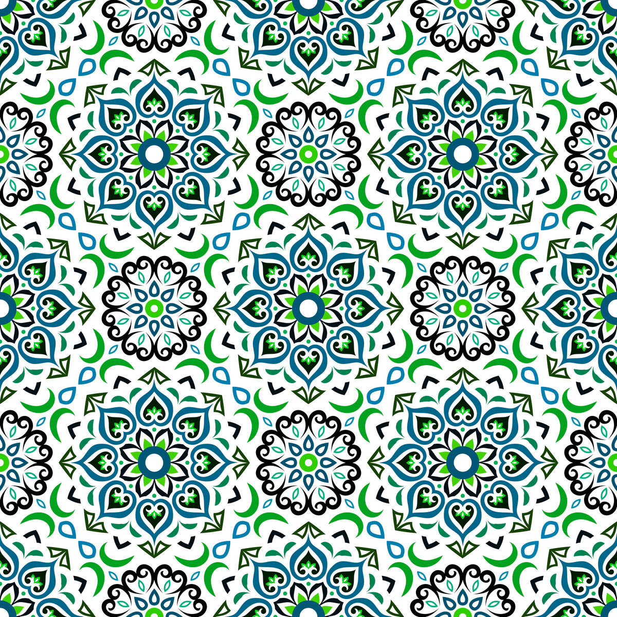 Blue - Green Mandala Fabric - 213i