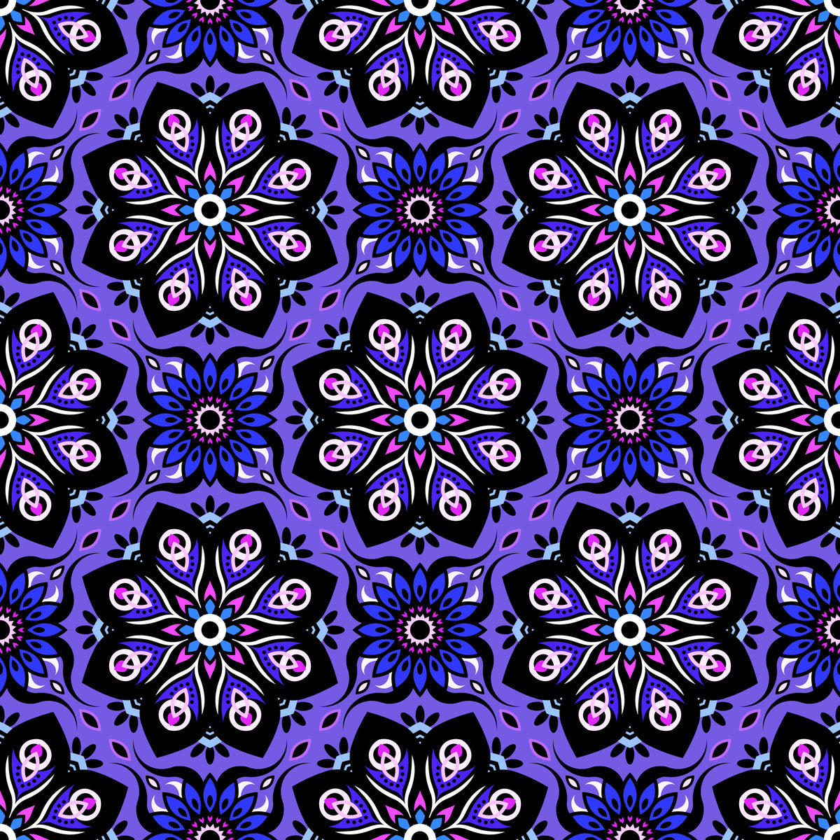 Purple - Blue - Pink Mandala Fabric - 236