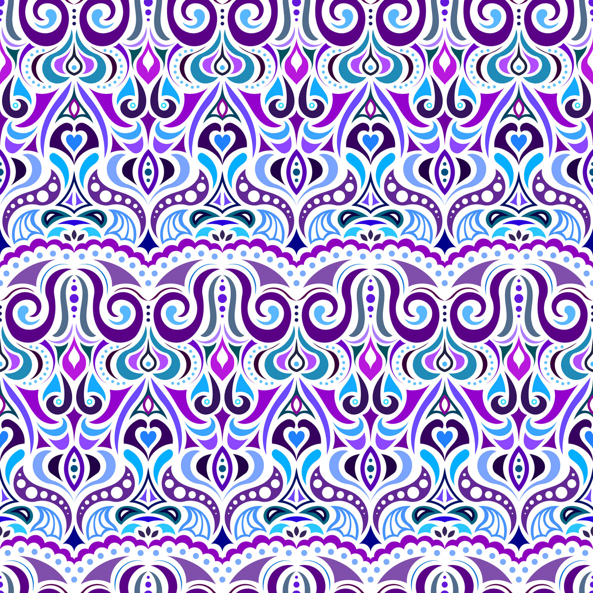 Blue - Purple Abstract Doodle Fabric 1010.2i