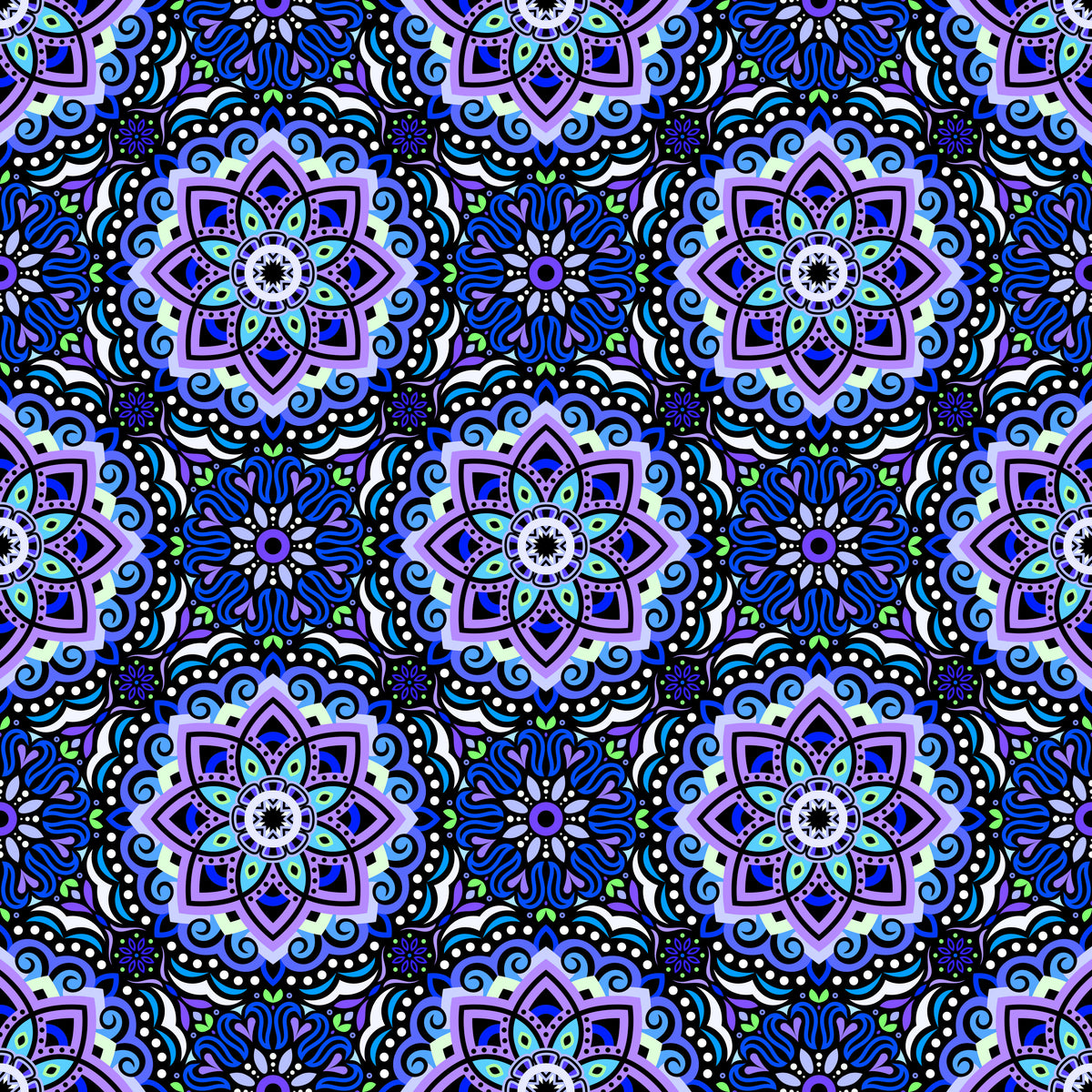 Blue - Purple - Green Mandala Fabric 2009.3