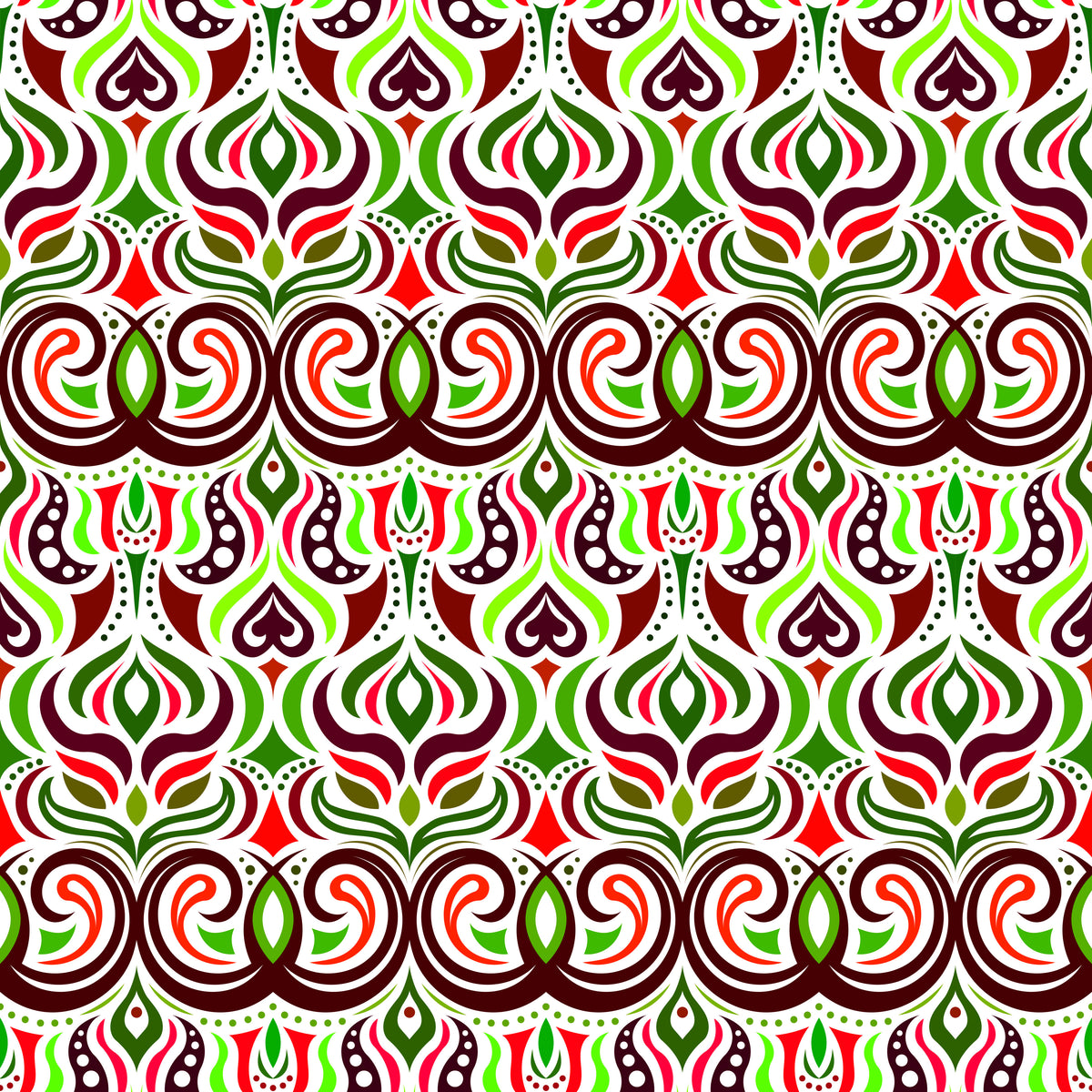 Green - Red Abstract Doodle Fabric 1009.7i