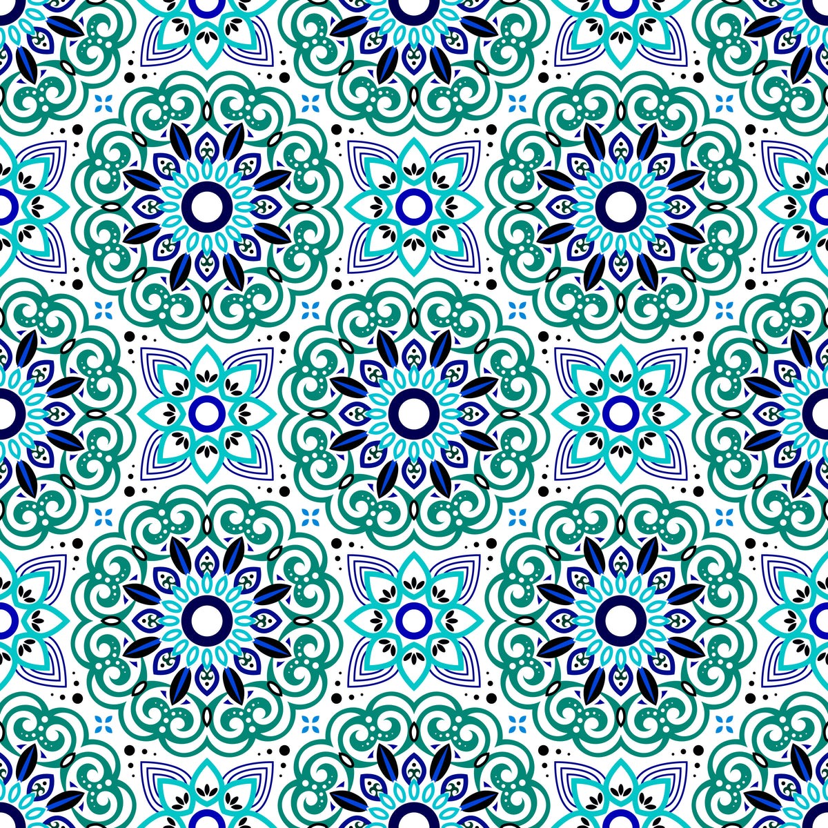 Turquoise - Blue Mandala Fabric - 149i