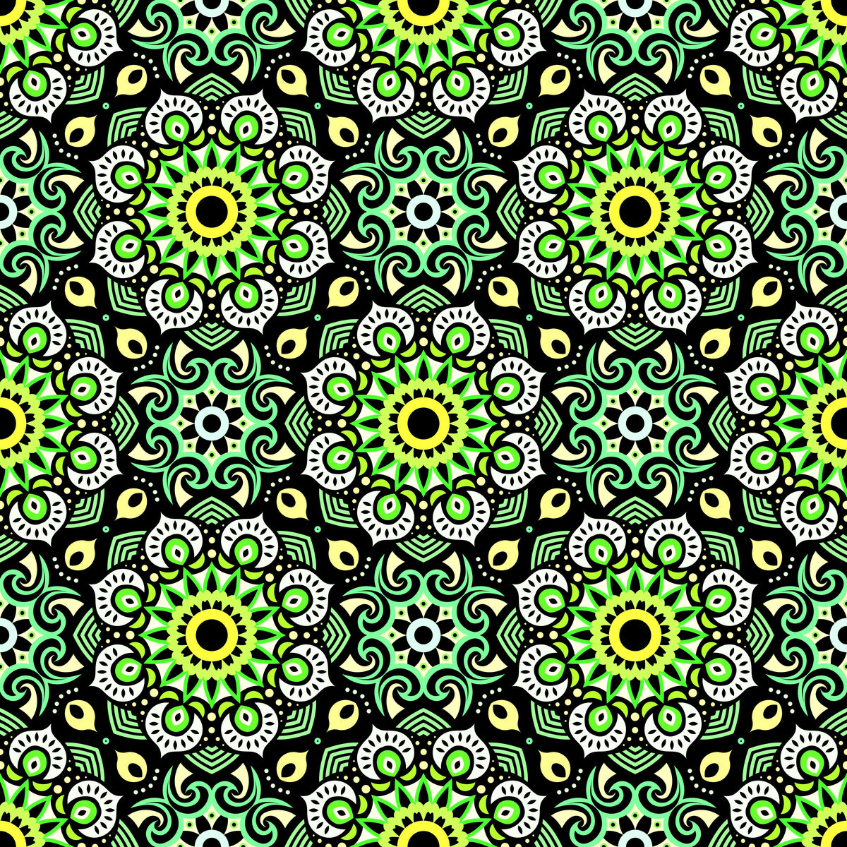 Green - Yellow Mandala Fabric - 193