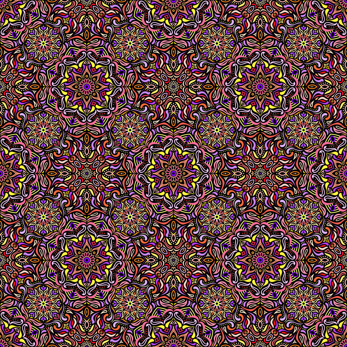 Orange - Yellow - Purple Mandala Fabric 2009.4