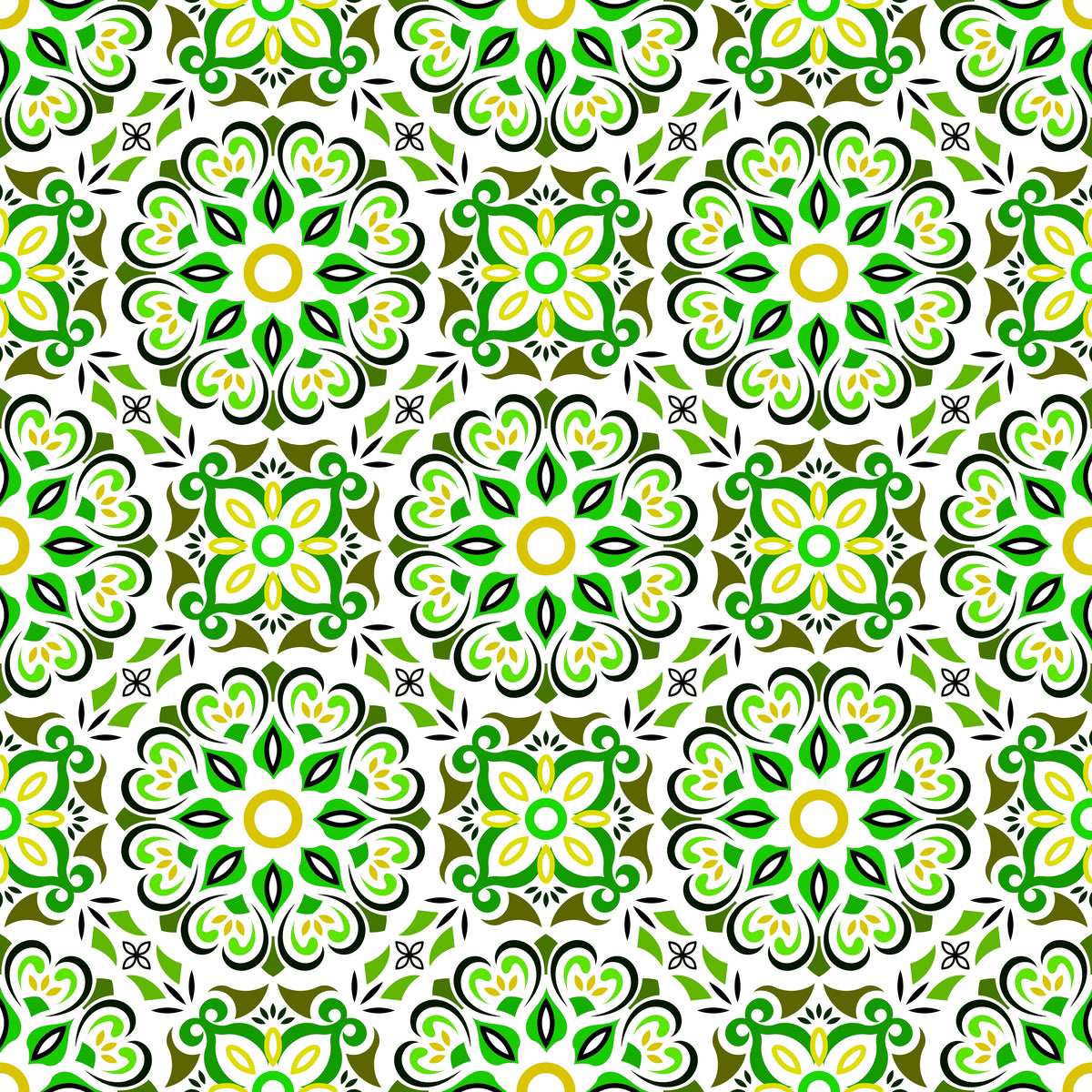 Green - Yellow Mandala Fabric - 206i
