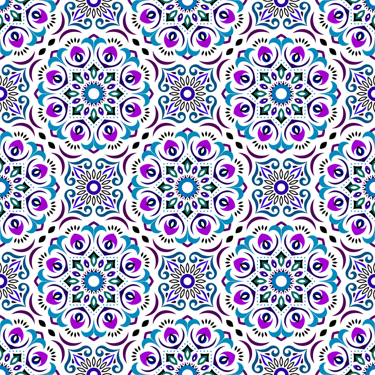Blue - Purple Mandala Fabric - 209i