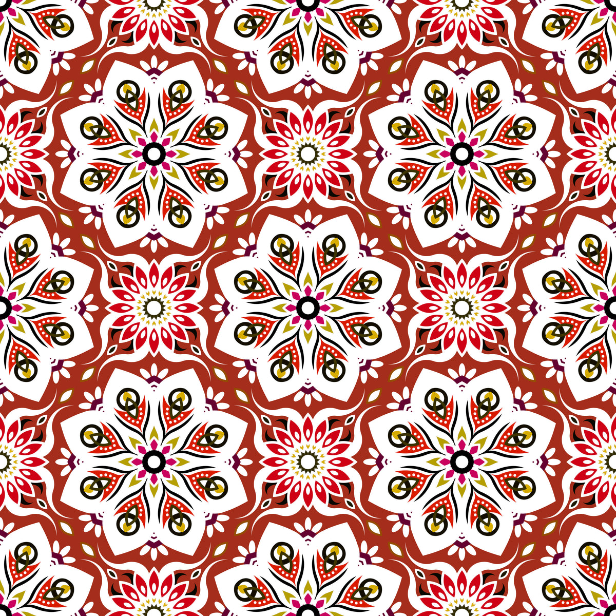 Red - Yellow Mandala Fabric - 236i