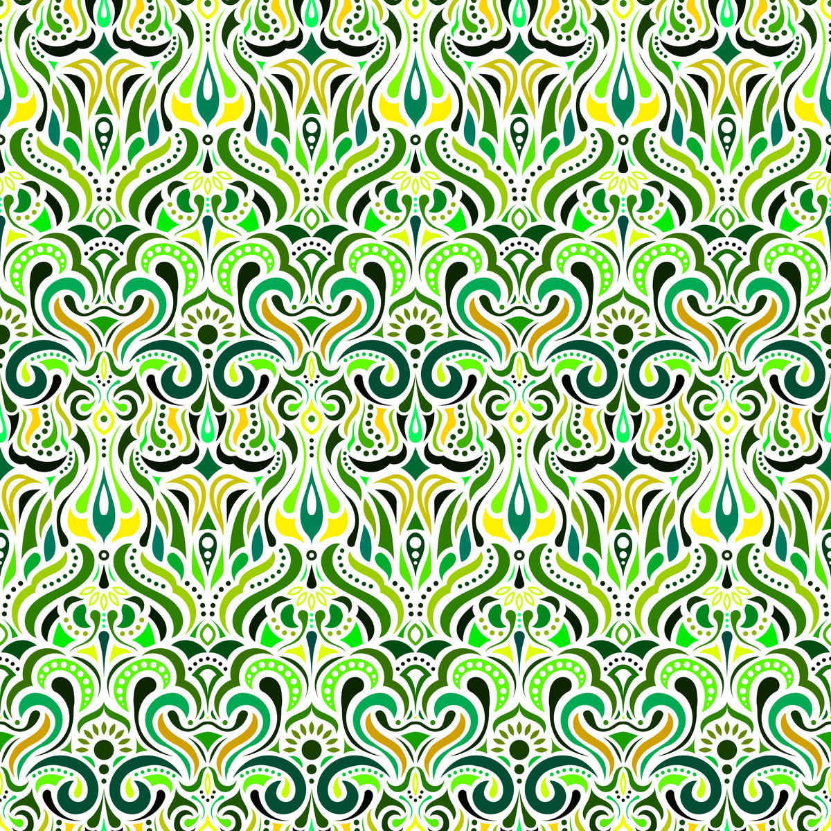 Green - Yellow Abstract Doodle Fabric 1012i