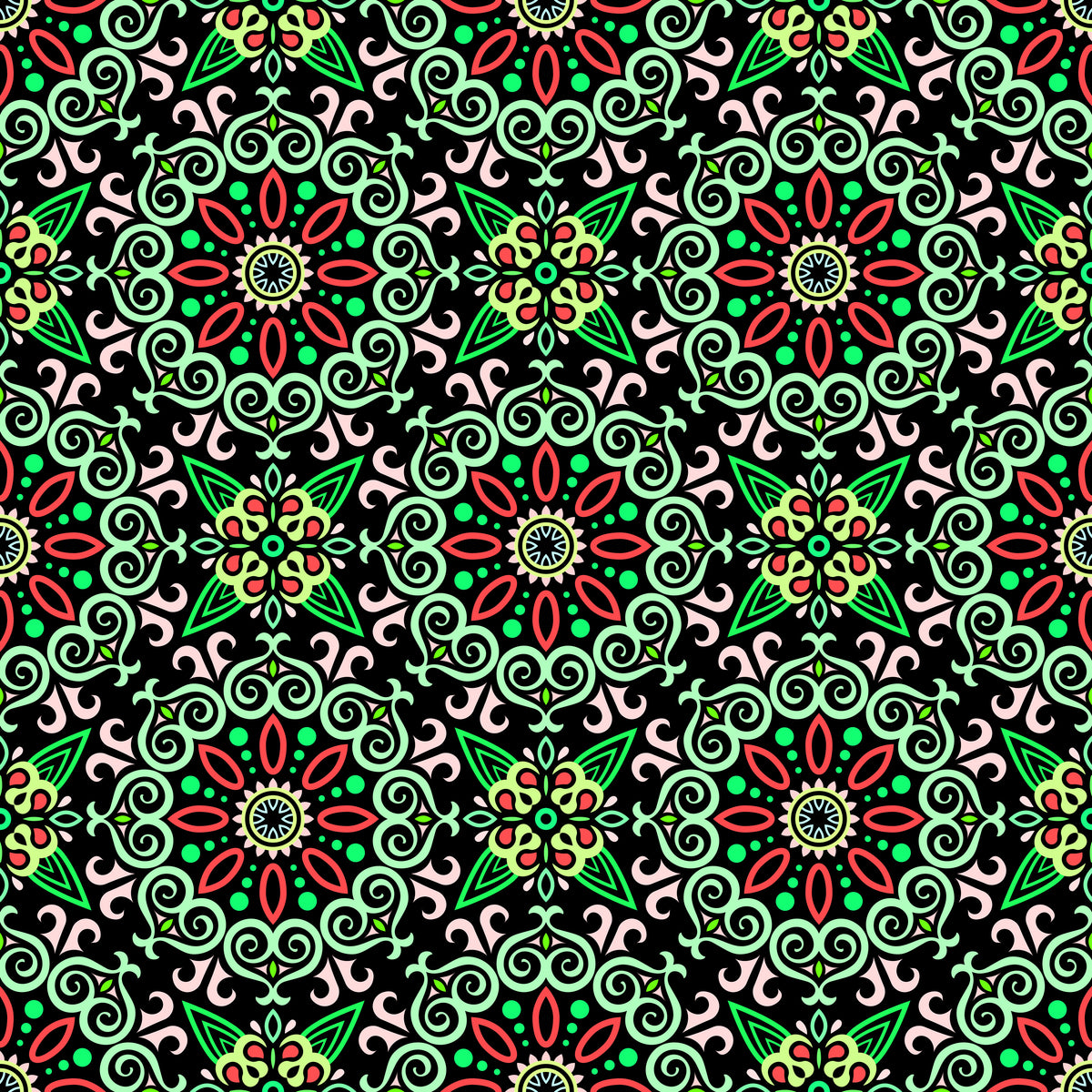 Green - Red Mandala Fabric - 138