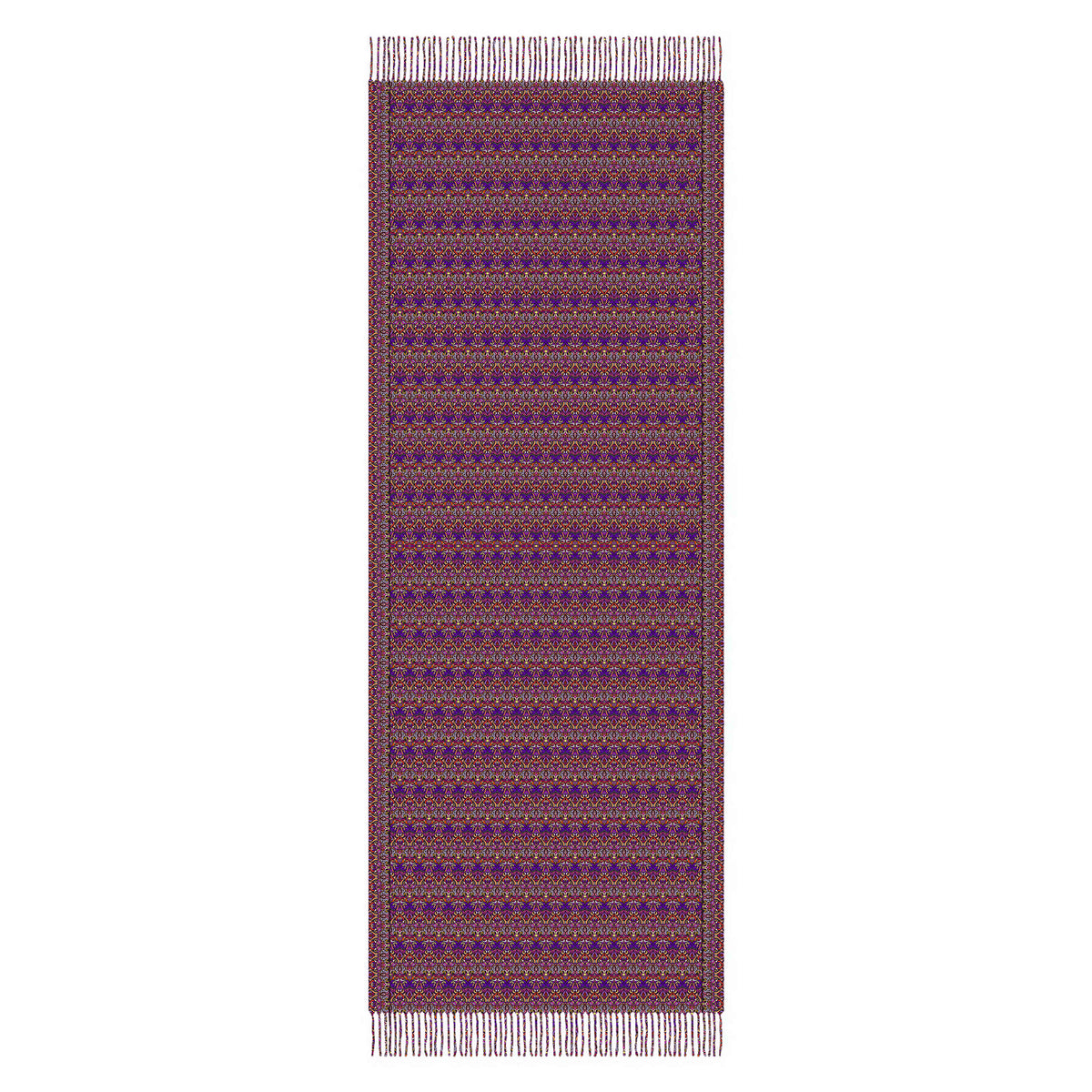Purple - Orange - Pink Abstract Doodle Scarf with Tassels