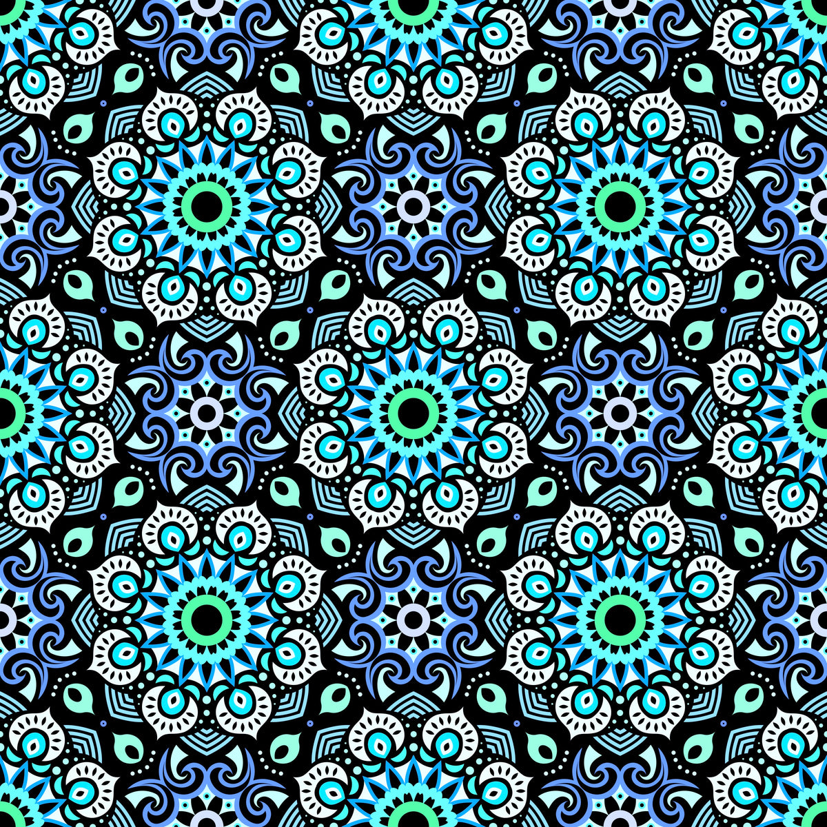 Turquoise - Blue Mandala Fabric - 193