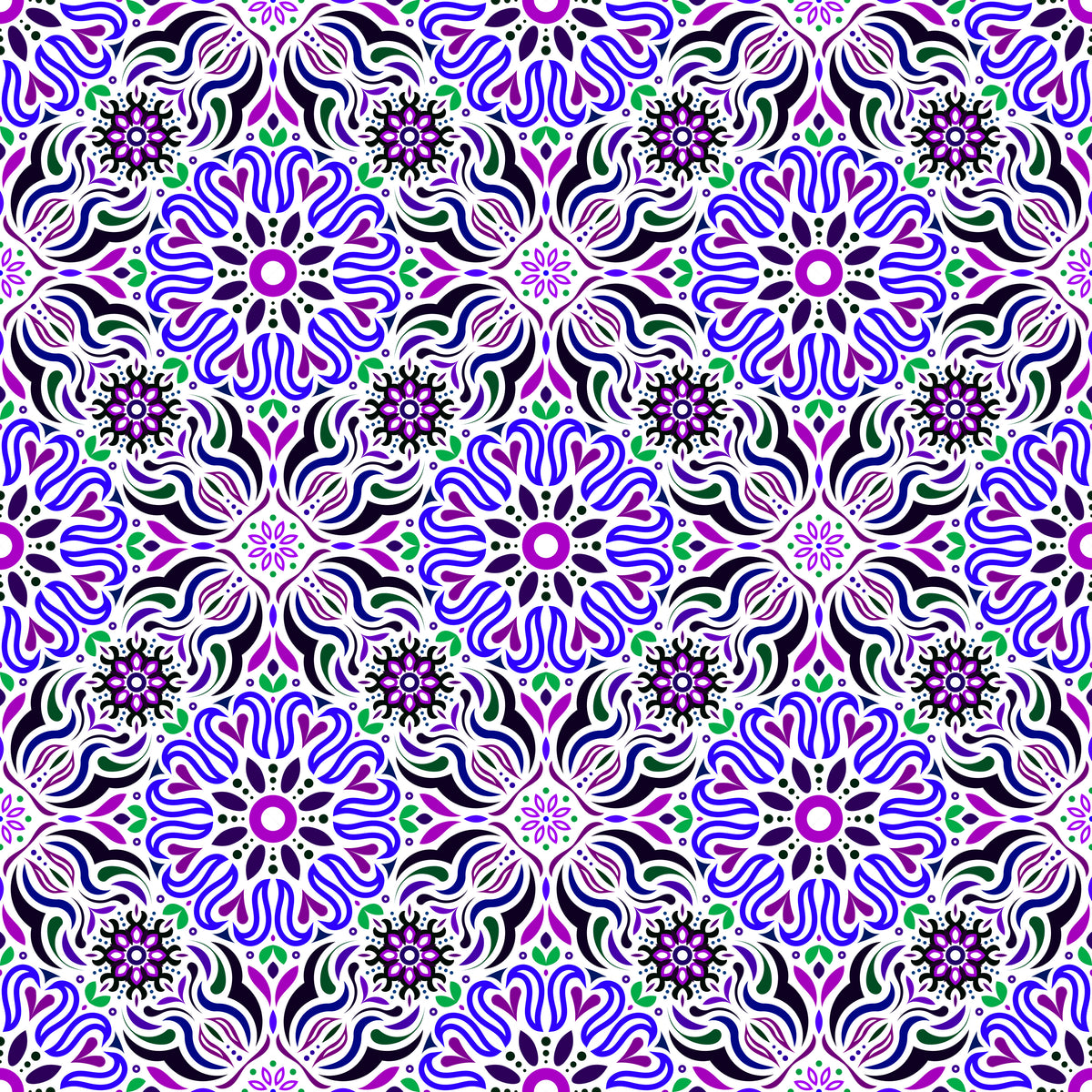 Purple - Blue - Green Mandala Fabric 2009.2i