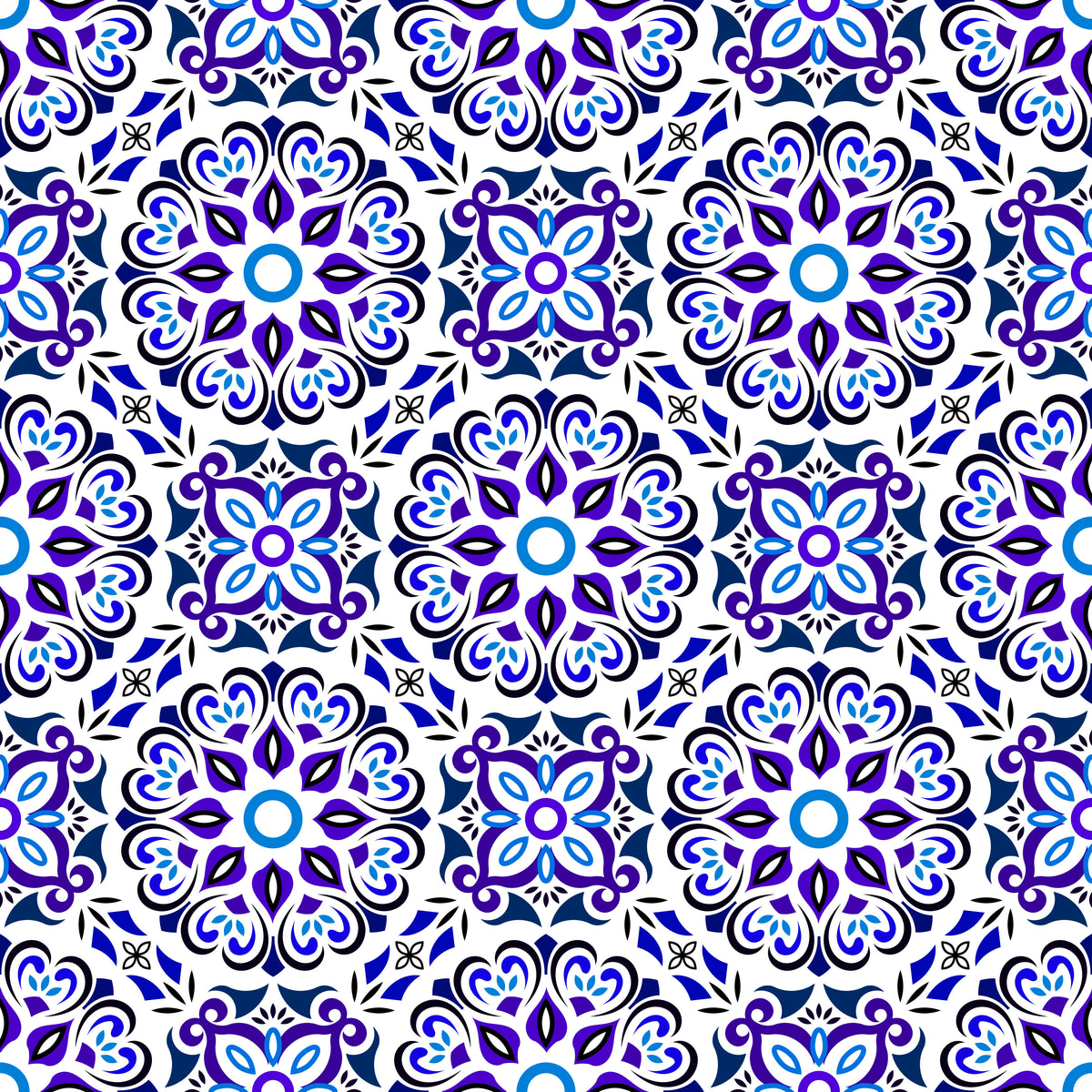 Blue Mandala Fabric - 206i