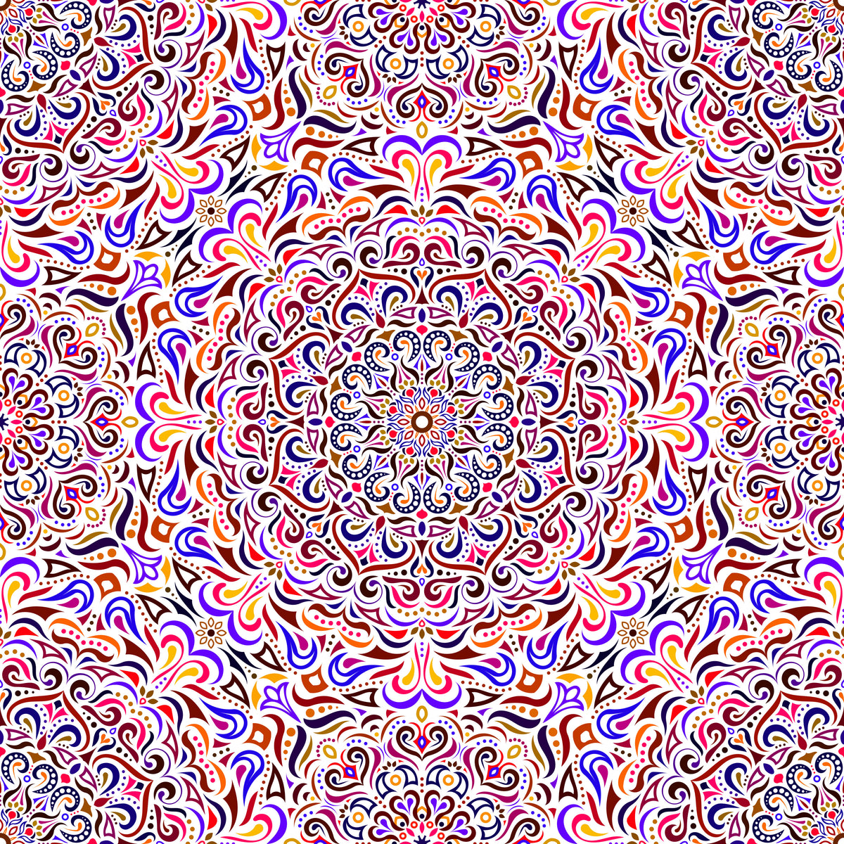 Red - Blue - Yellow Mandala Fabric 2005i