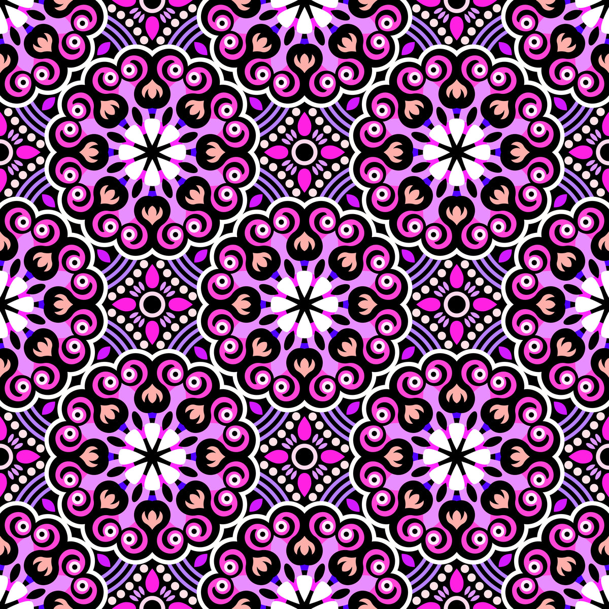Pink - Purple Mandala Fabric - 132
