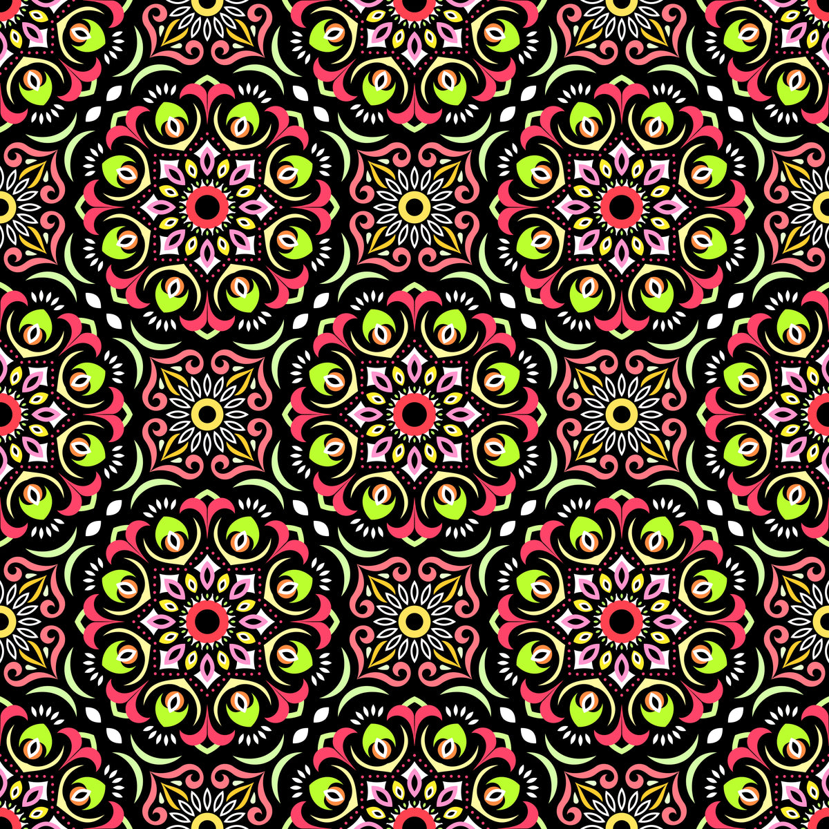 Red - Yellow - Green Mandala Fabric - 209