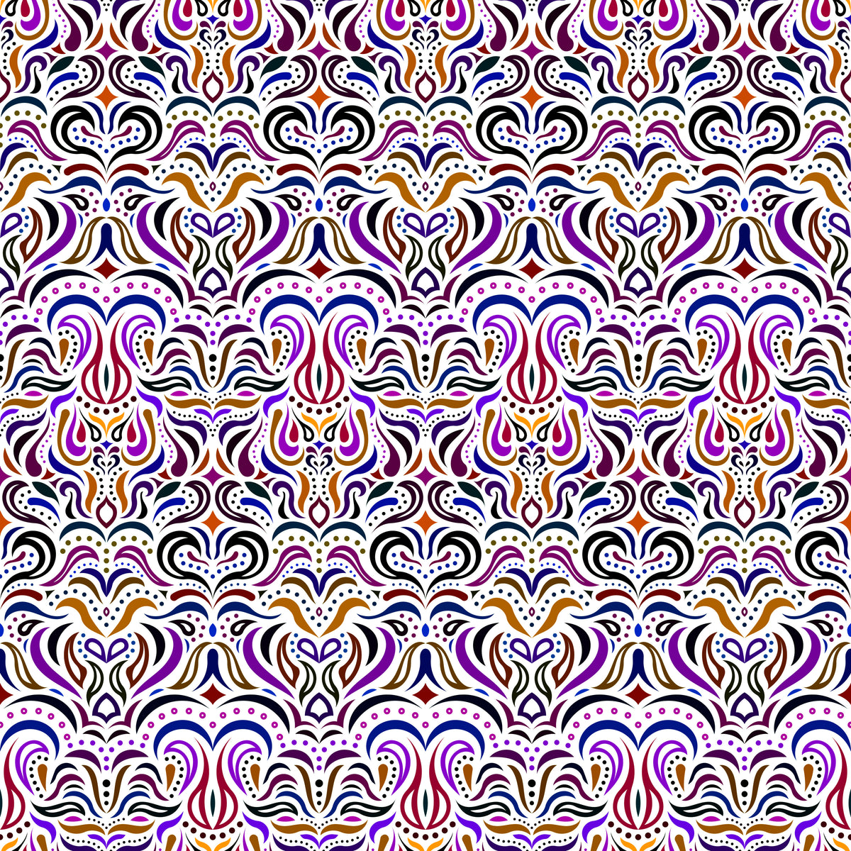 Purple - Brown Abstract Doodle Fabric 1013.2i