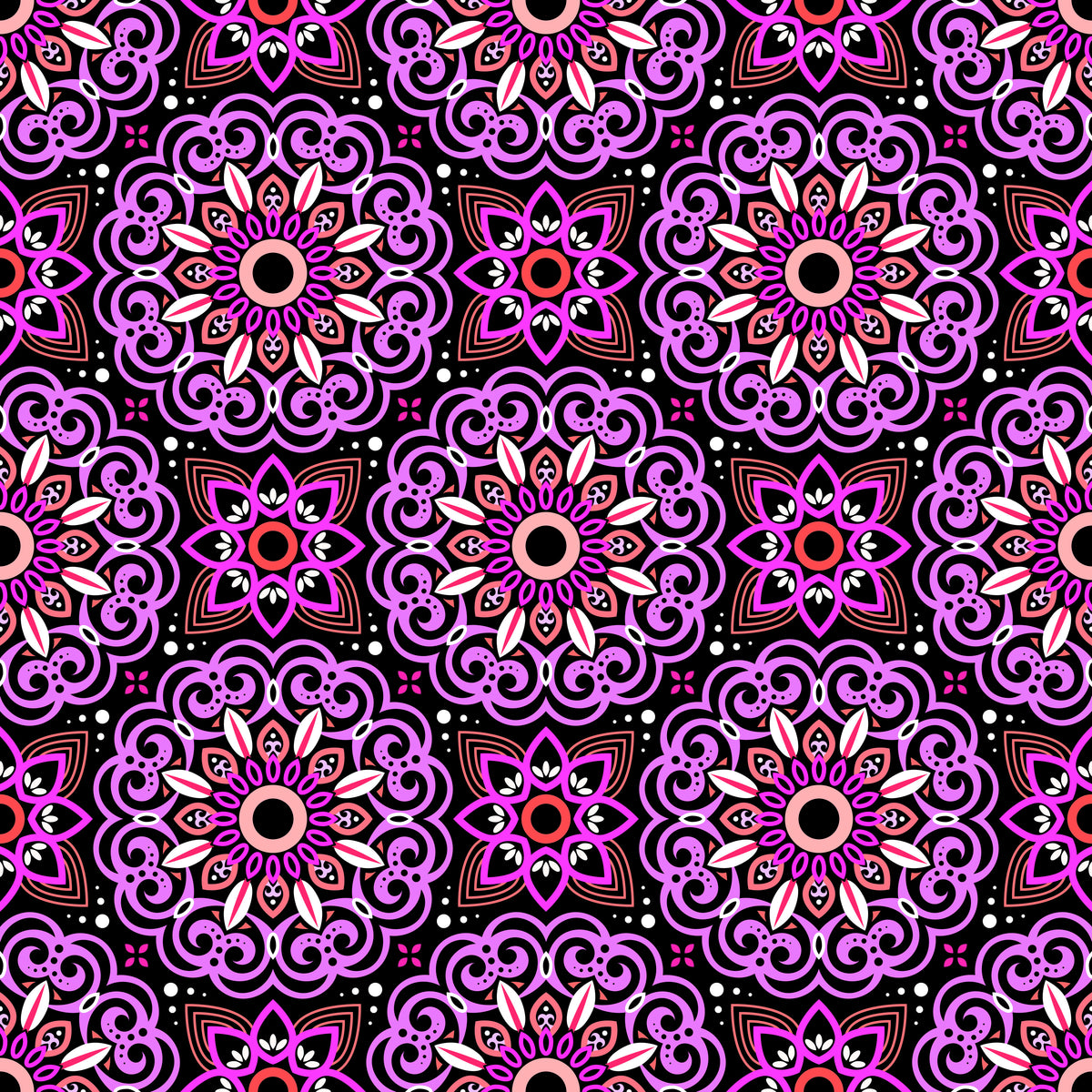 Purple - Red Mandala Fabric - 149