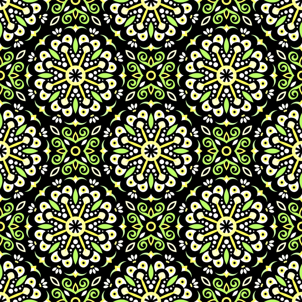 Green - Yellow Mandala Fabric - 156