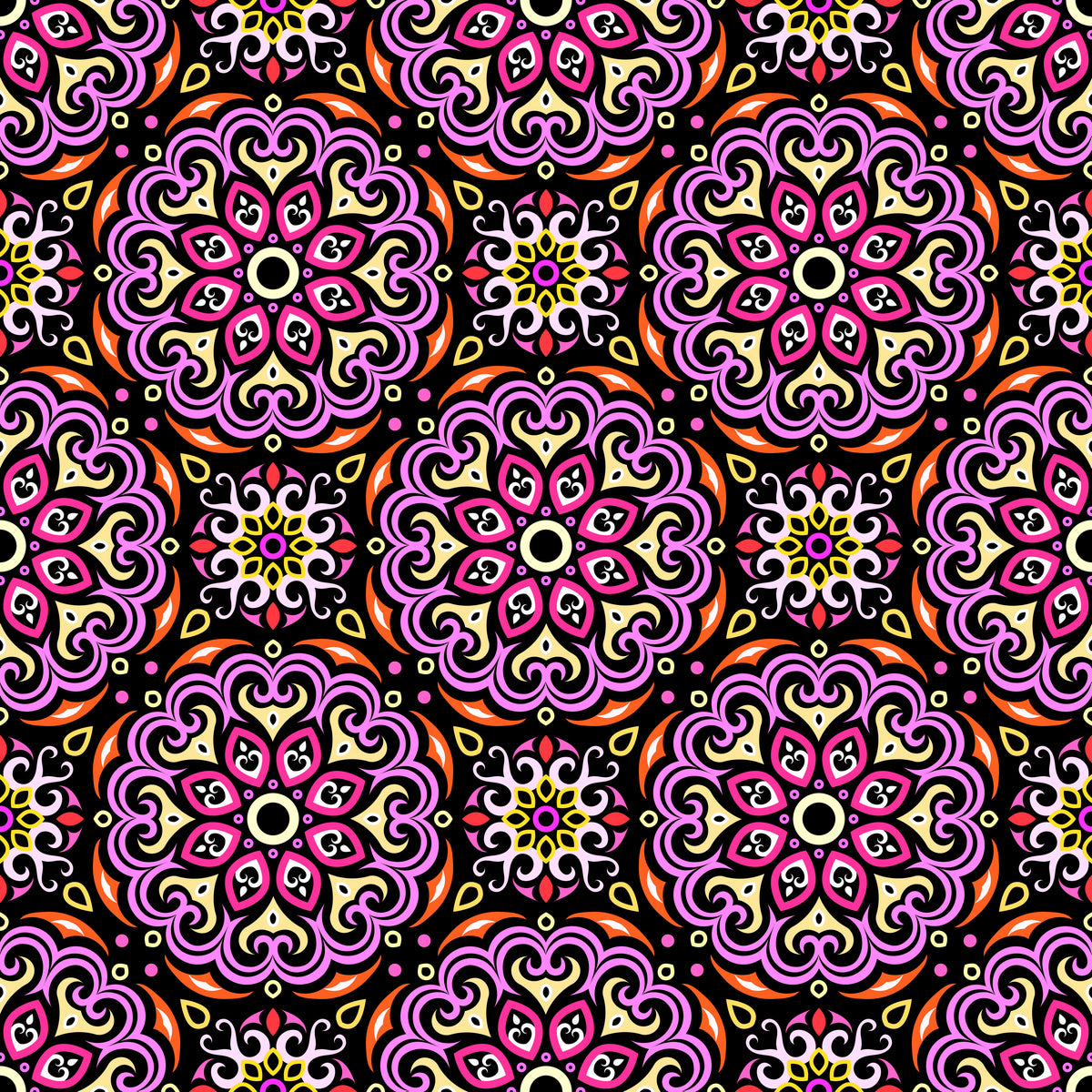 Pink - Orange - Yellow Mandala Fabric - 155