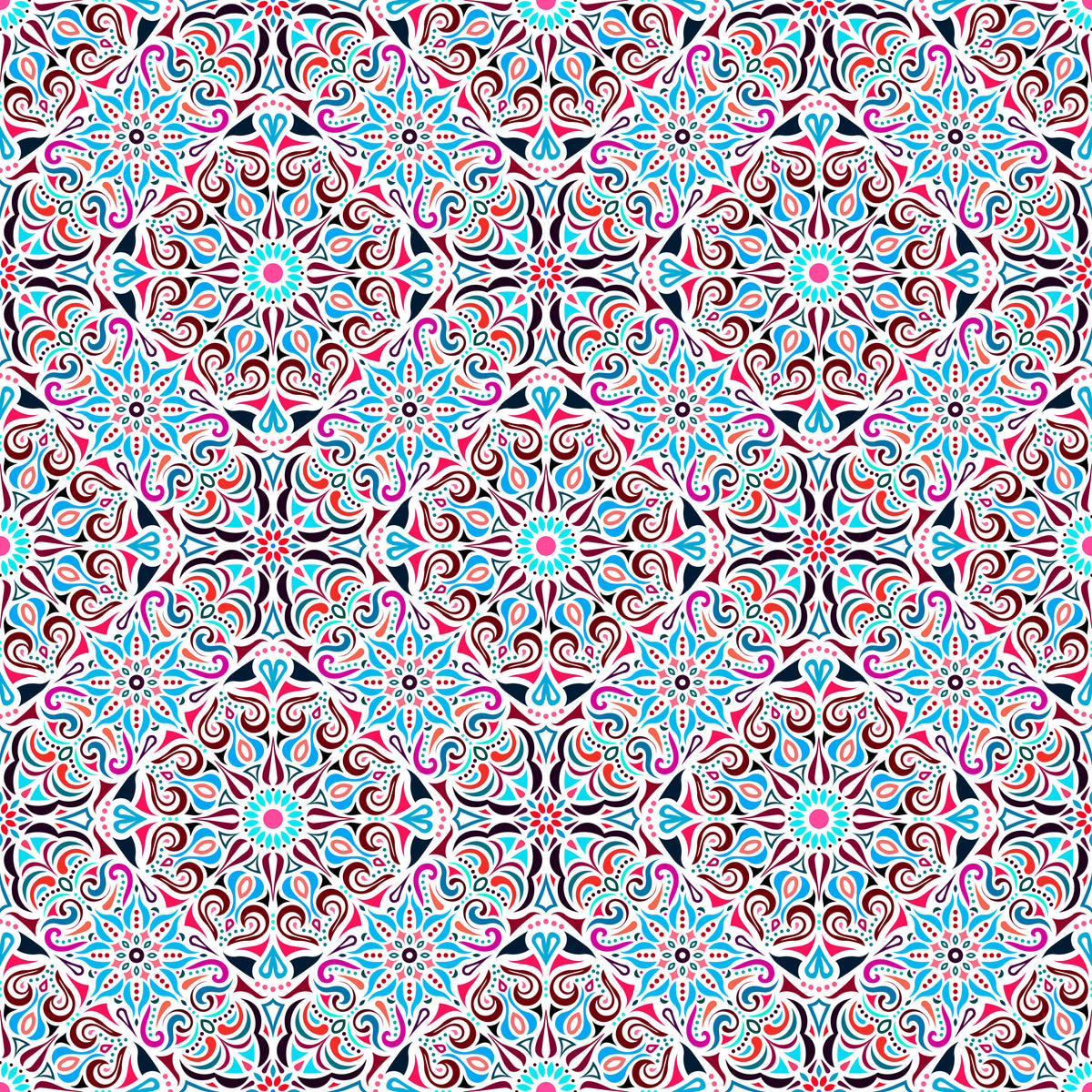 Blue - Red Mandala Fabric 2007.2i